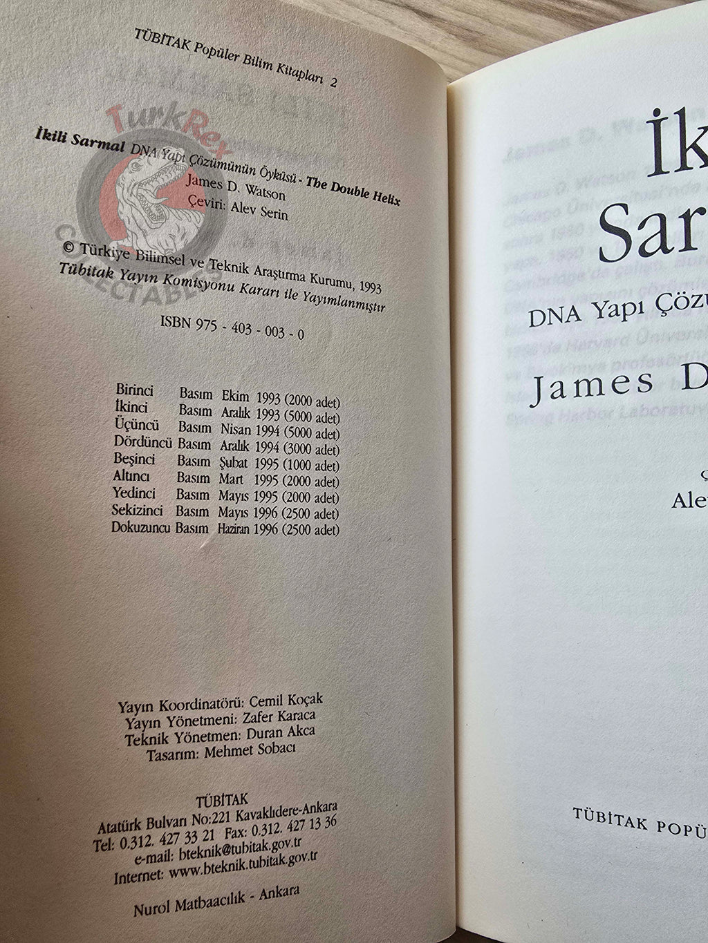 James D. Watson – The Double Helix 1996 Turkish Book Turkey