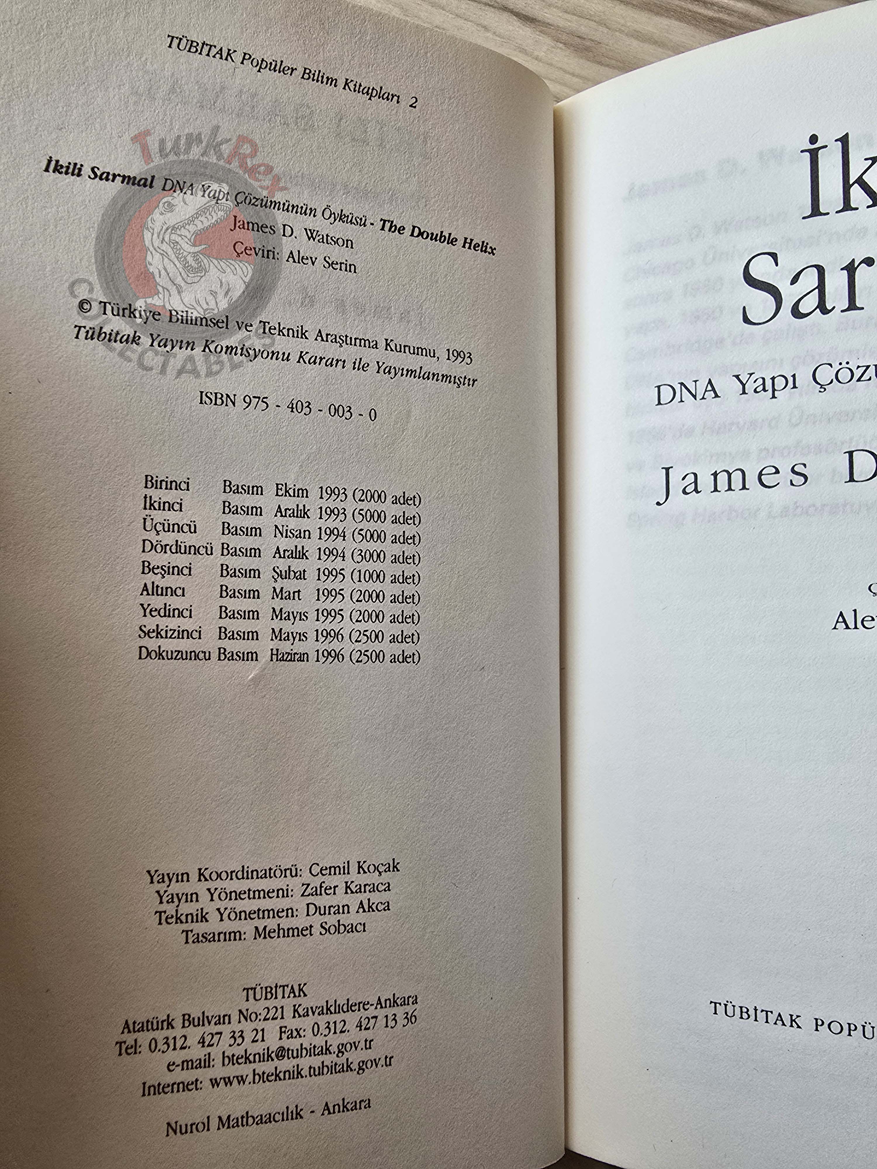 James D. Watson – The Double Helix 1996 Turkish Book Turkey
