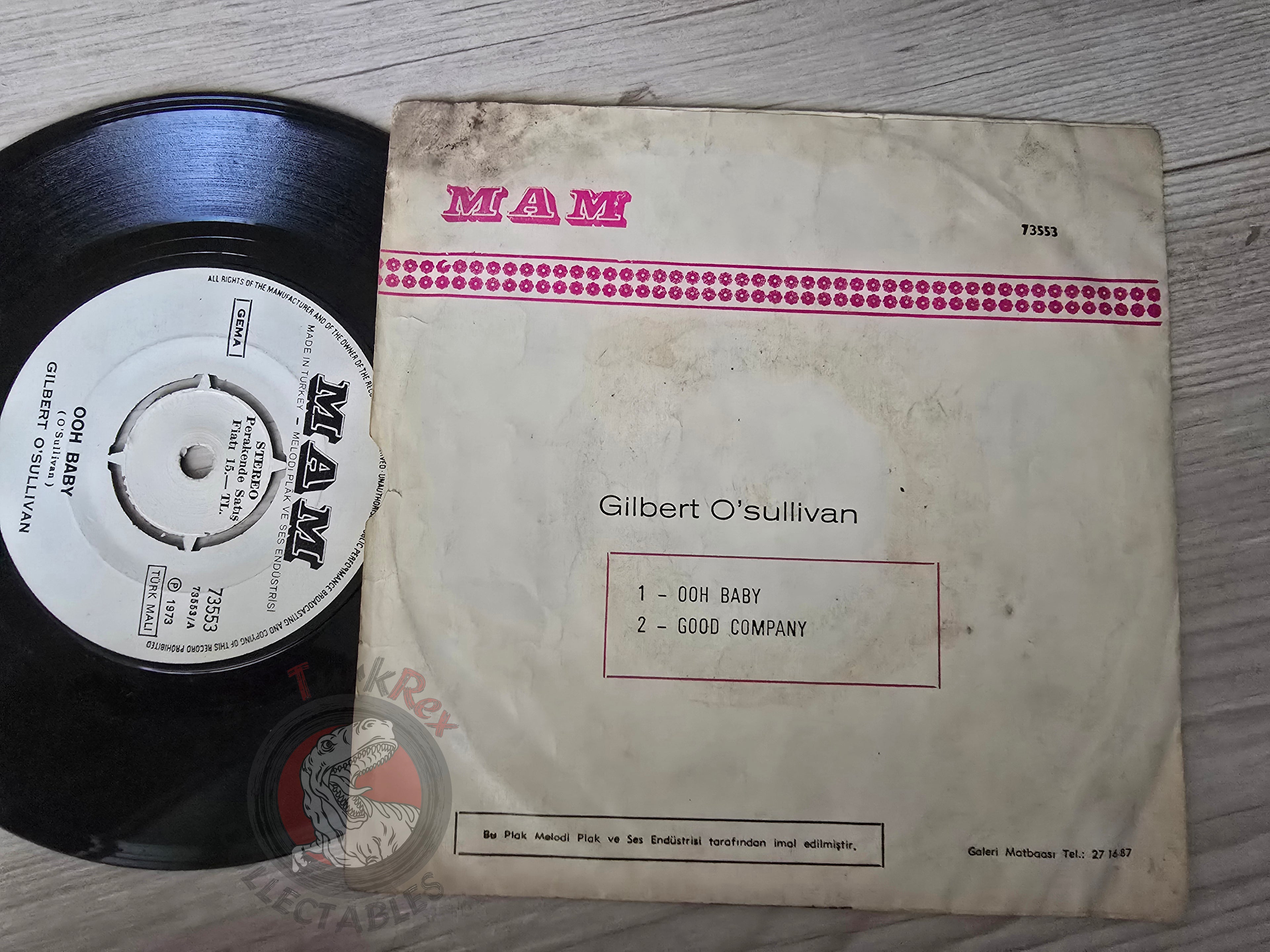 Gilbert O'Sullivan – Ooh Baby / Good Company 7" Turkish Pressing Vinyl Turkey Edition