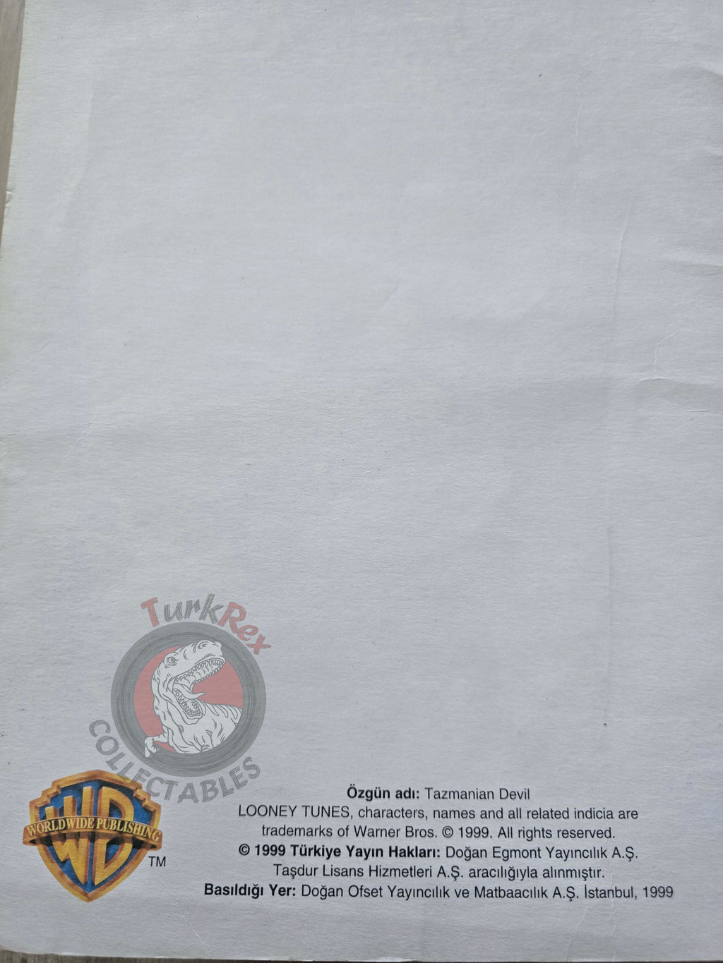Tazmanian Devil - Bugs Bunny Looney Tunes 1999 Turkish Comic Turkey Warner Bros