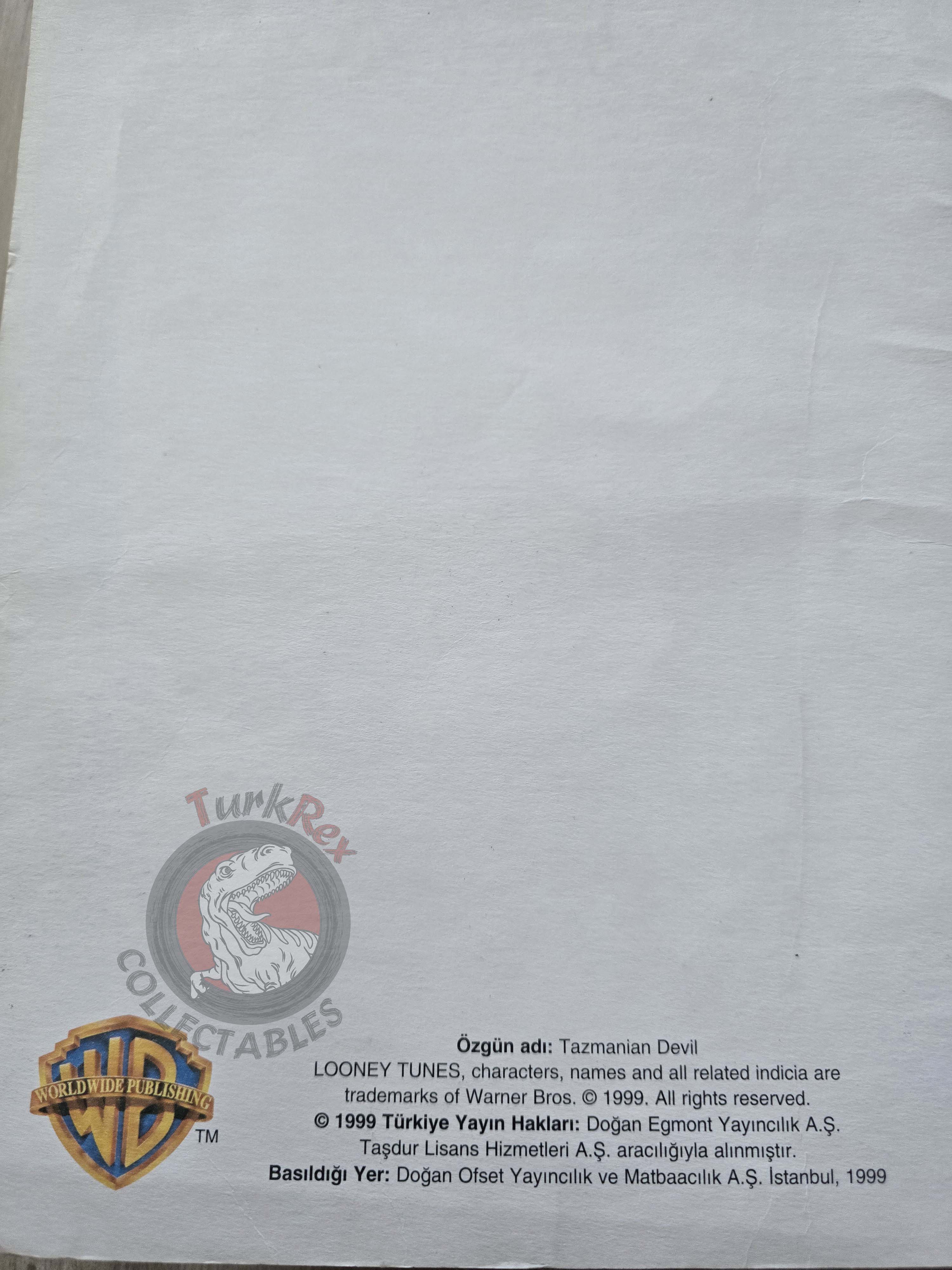 Tazmanian Devil - Bugs Bunny Looney Tunes 1999 Turkish Comic Turkey Warner Bros