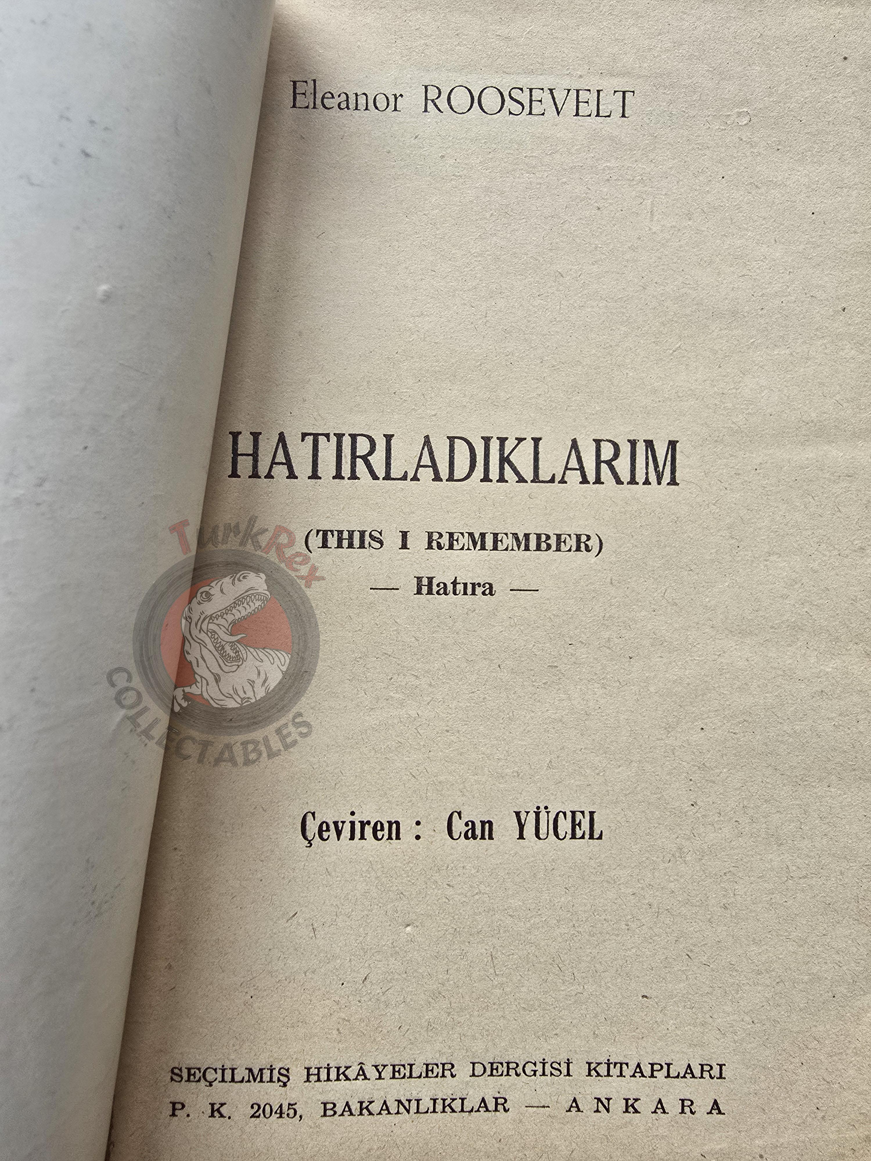 Eleanor Roosevelt – This I Remember 1953 1st Turkish Book Turkey