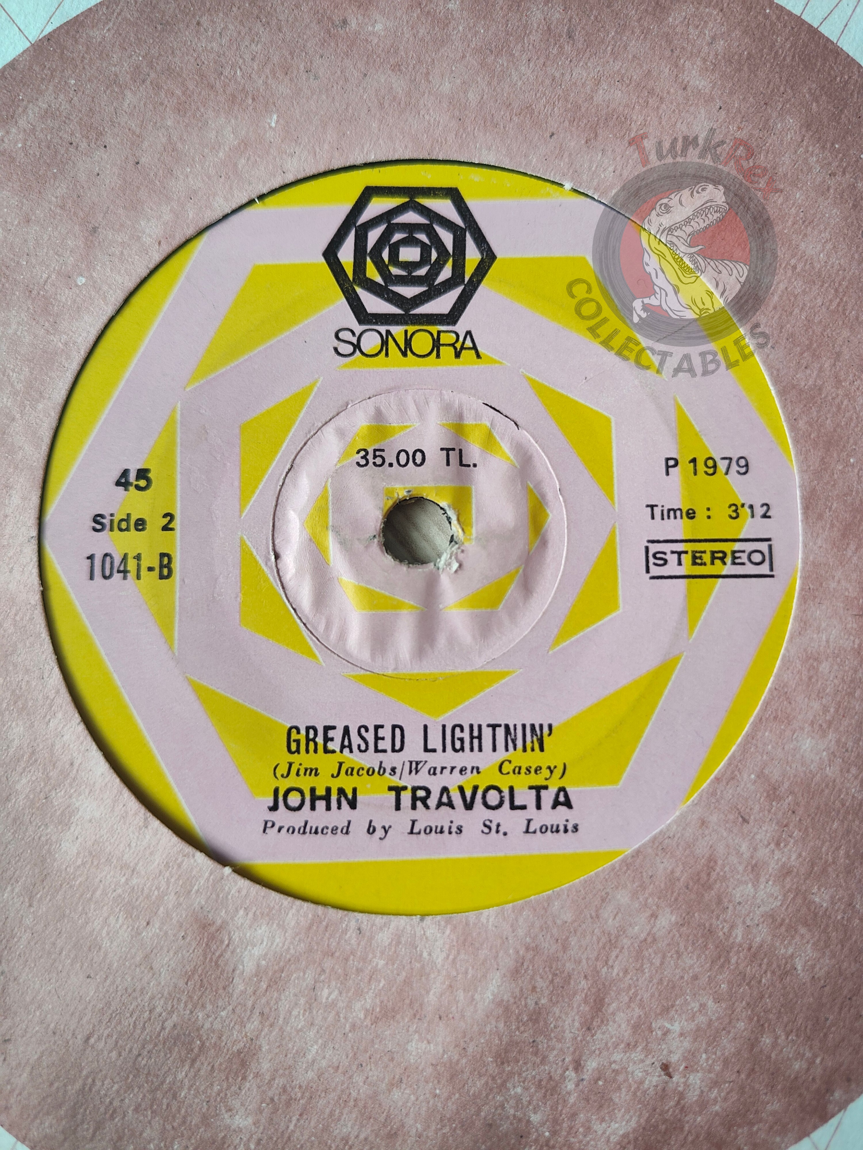 John Travolta – Greased Lightnin' 7" Turkish Pressing Vinyl Turkey Edition