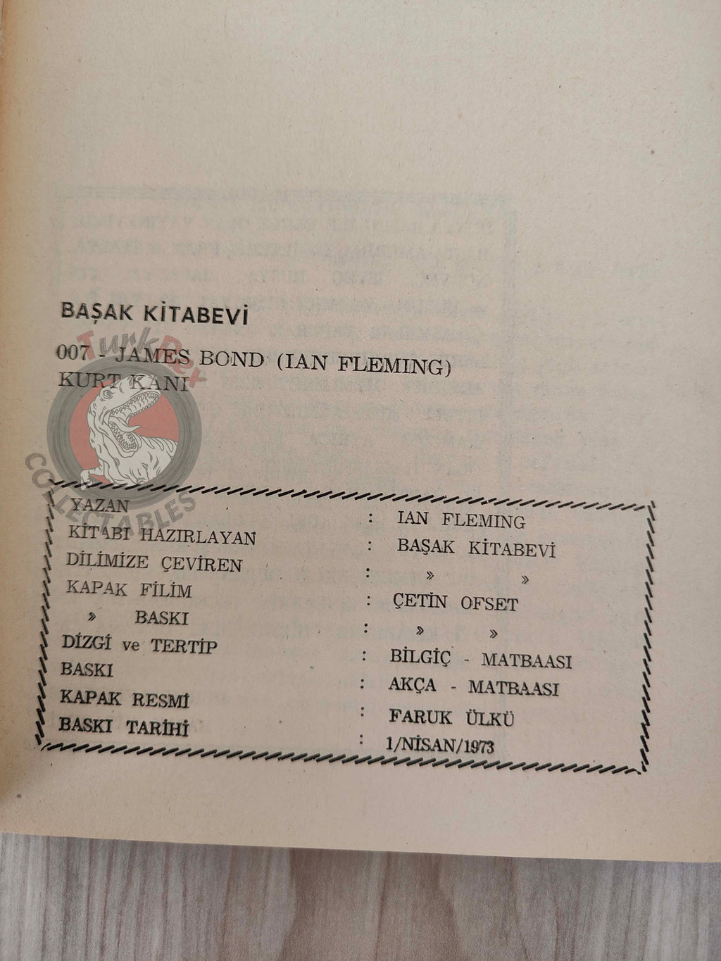 James Bond - On Her Majesty's Secret Service 1973 Turkish Book Turkey Ian Fleming