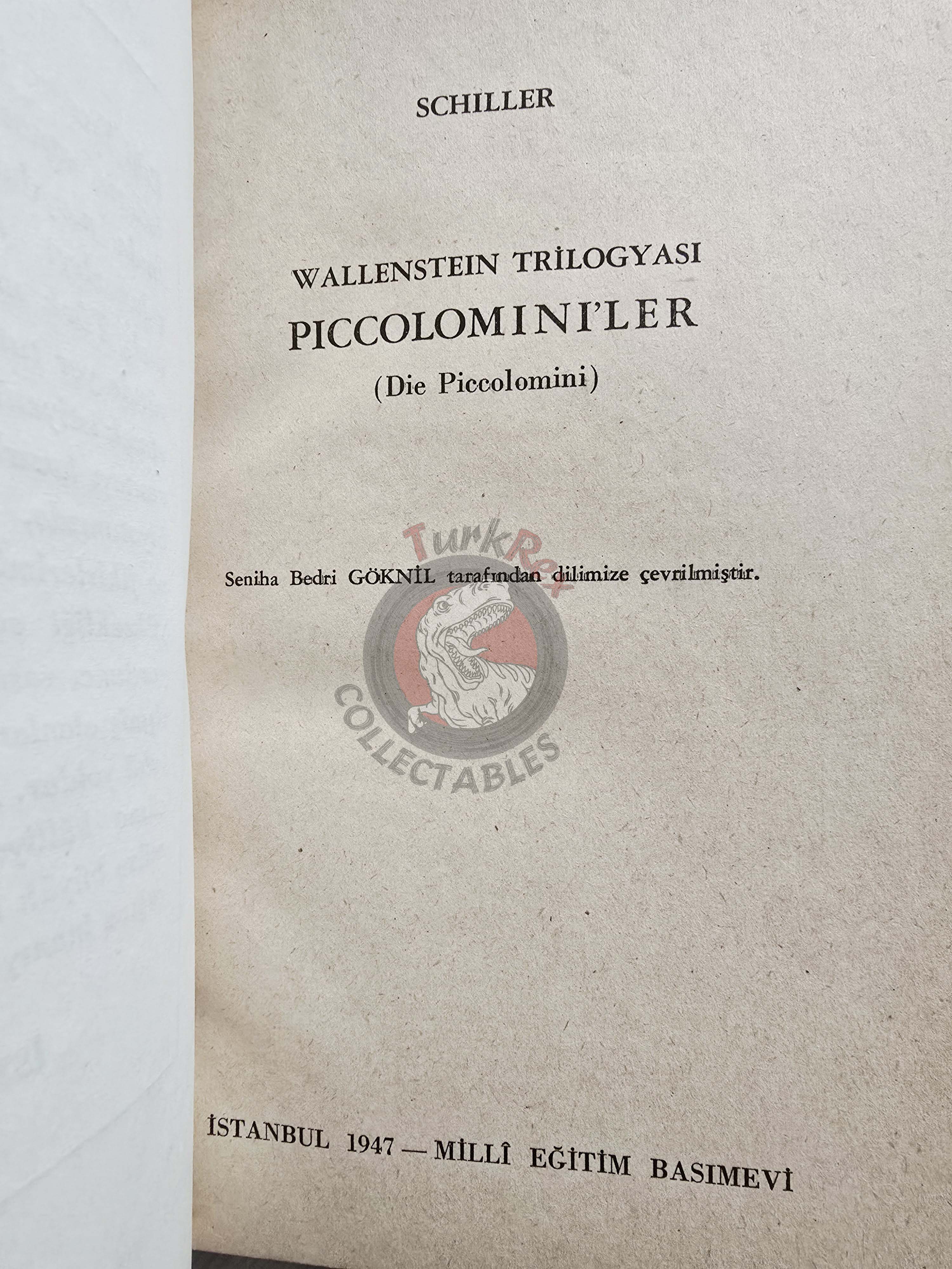 Friedrich Schiller – Wallenstein Trilogy 1946 1st Turkish Book Turkey