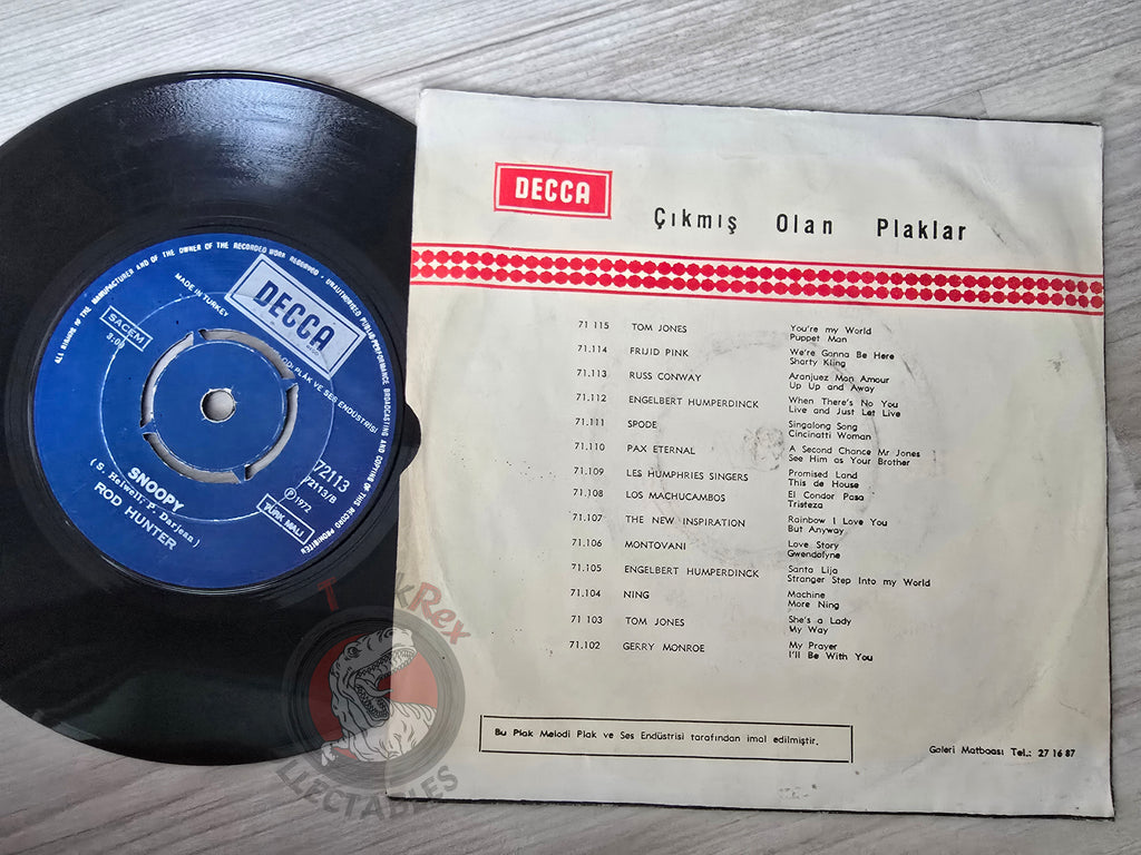 Rod Hunter ‎– Popcorn 7" Turkish Pressing Vinyl Turkey Edition