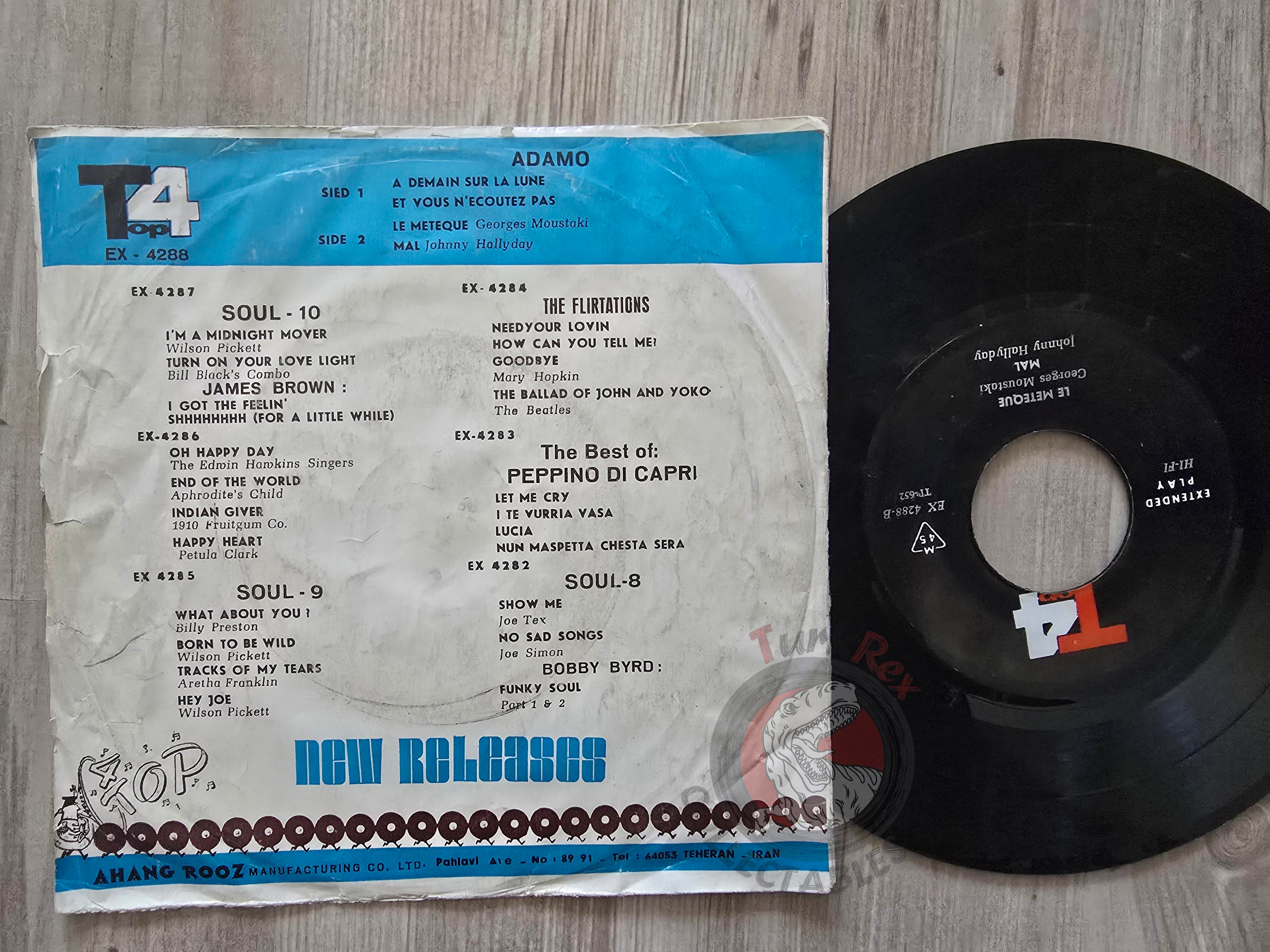 Johnny Hallyday / Adamo / Georges Moustaki  7" Iran Pressing Vinyl Iranian Edition