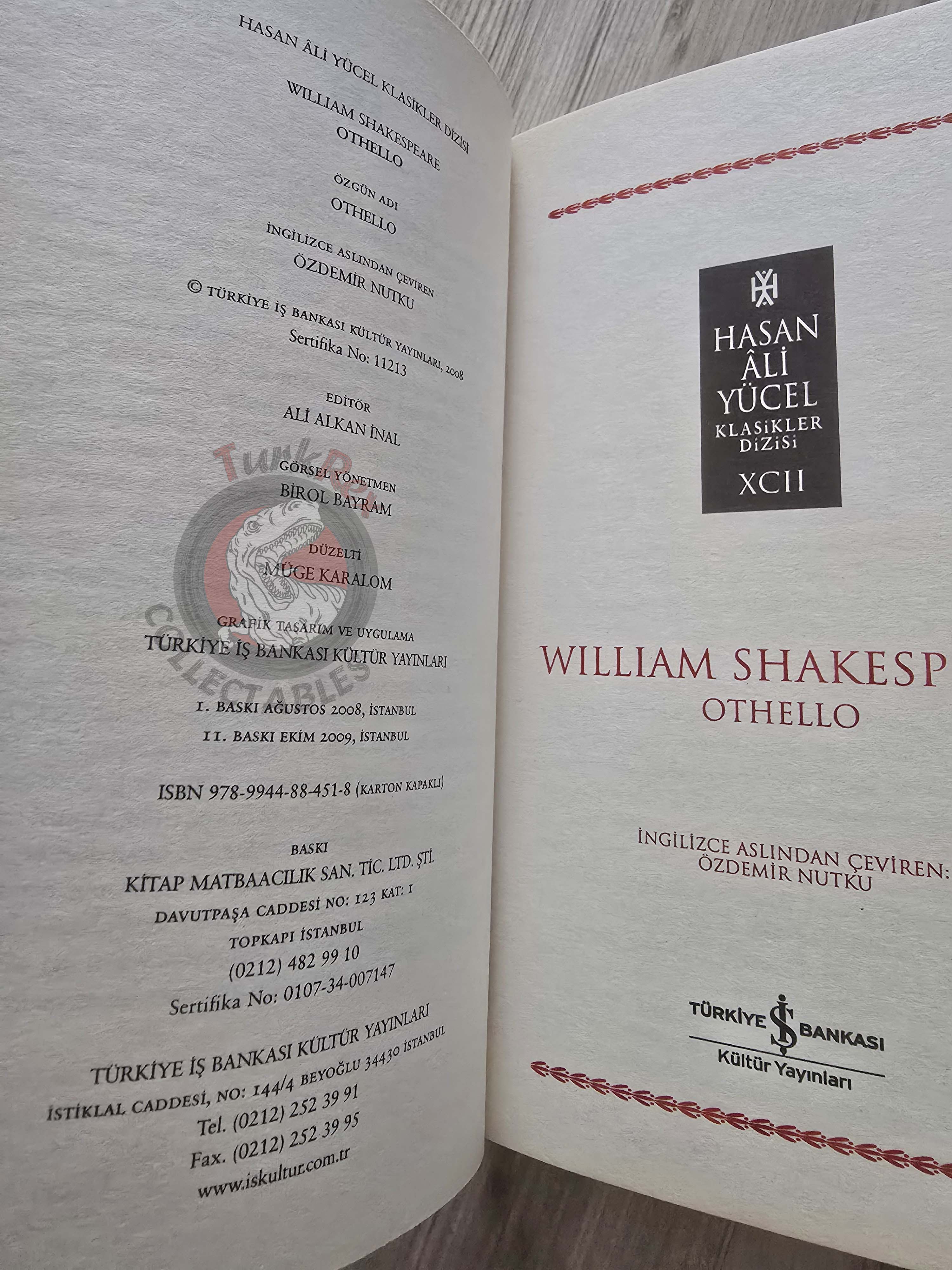 William Shakespeare – Othello 2009 Turkish Book Turkey