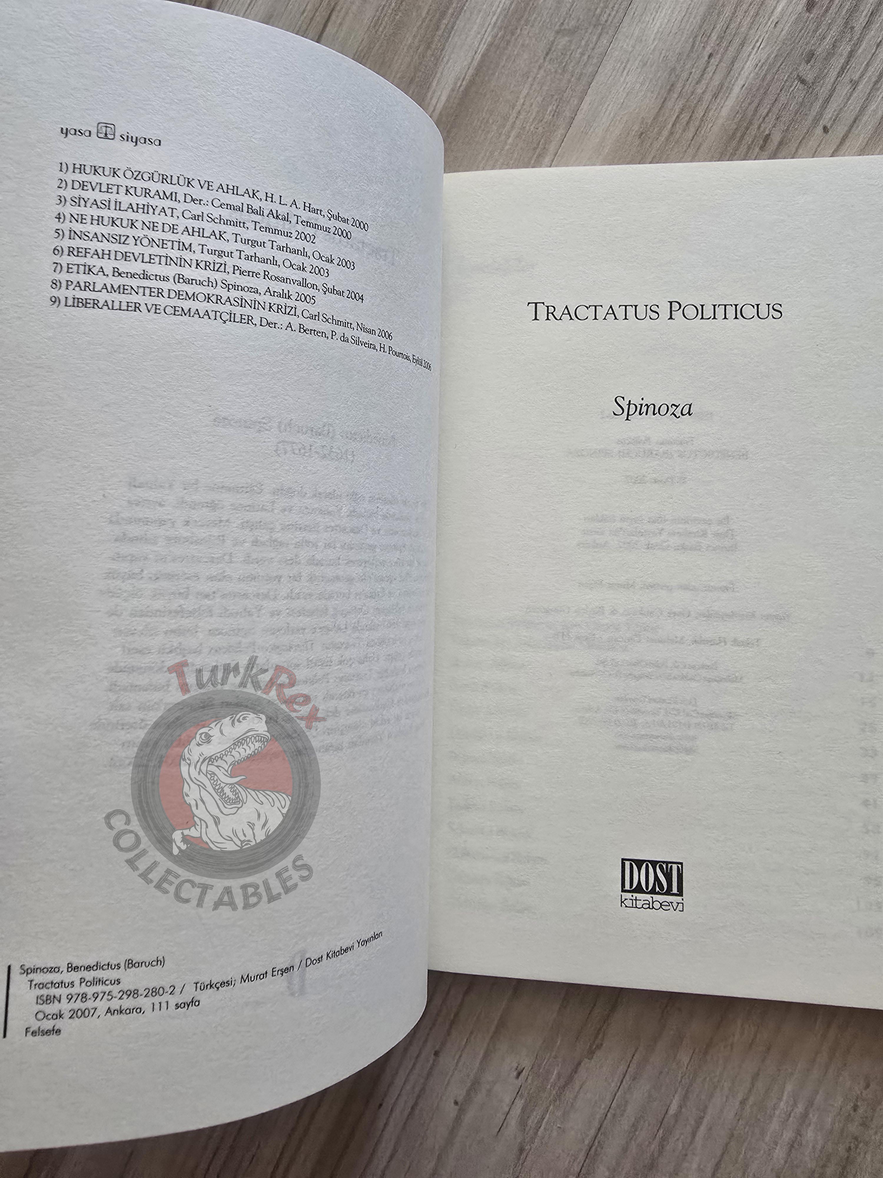 Baruch Spinoza – Tractatus Politicus 2007 Turkish Book Turkey