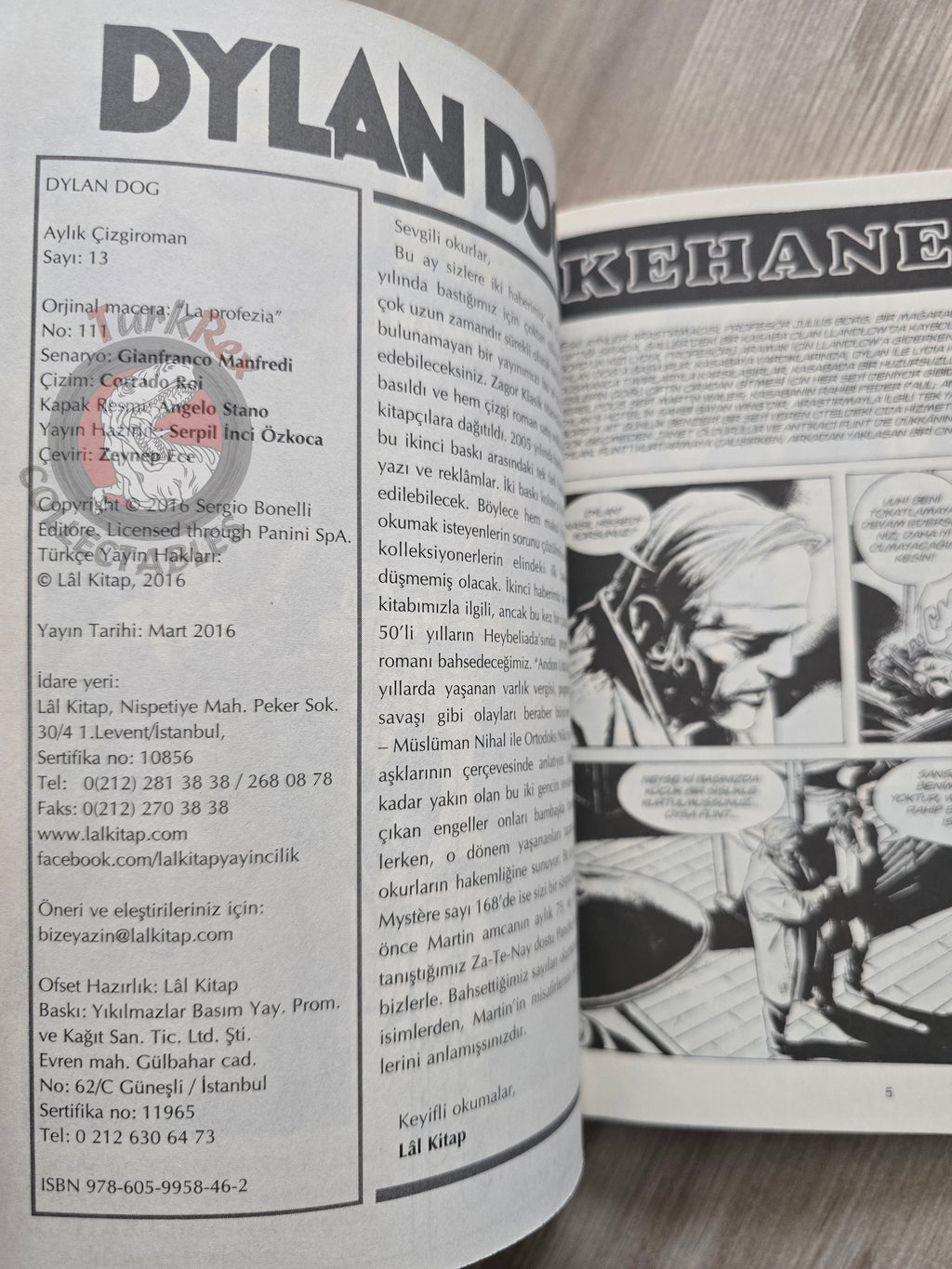 Dylan Dog #13 2016 Turkish Comic Turkey #111 La profezia