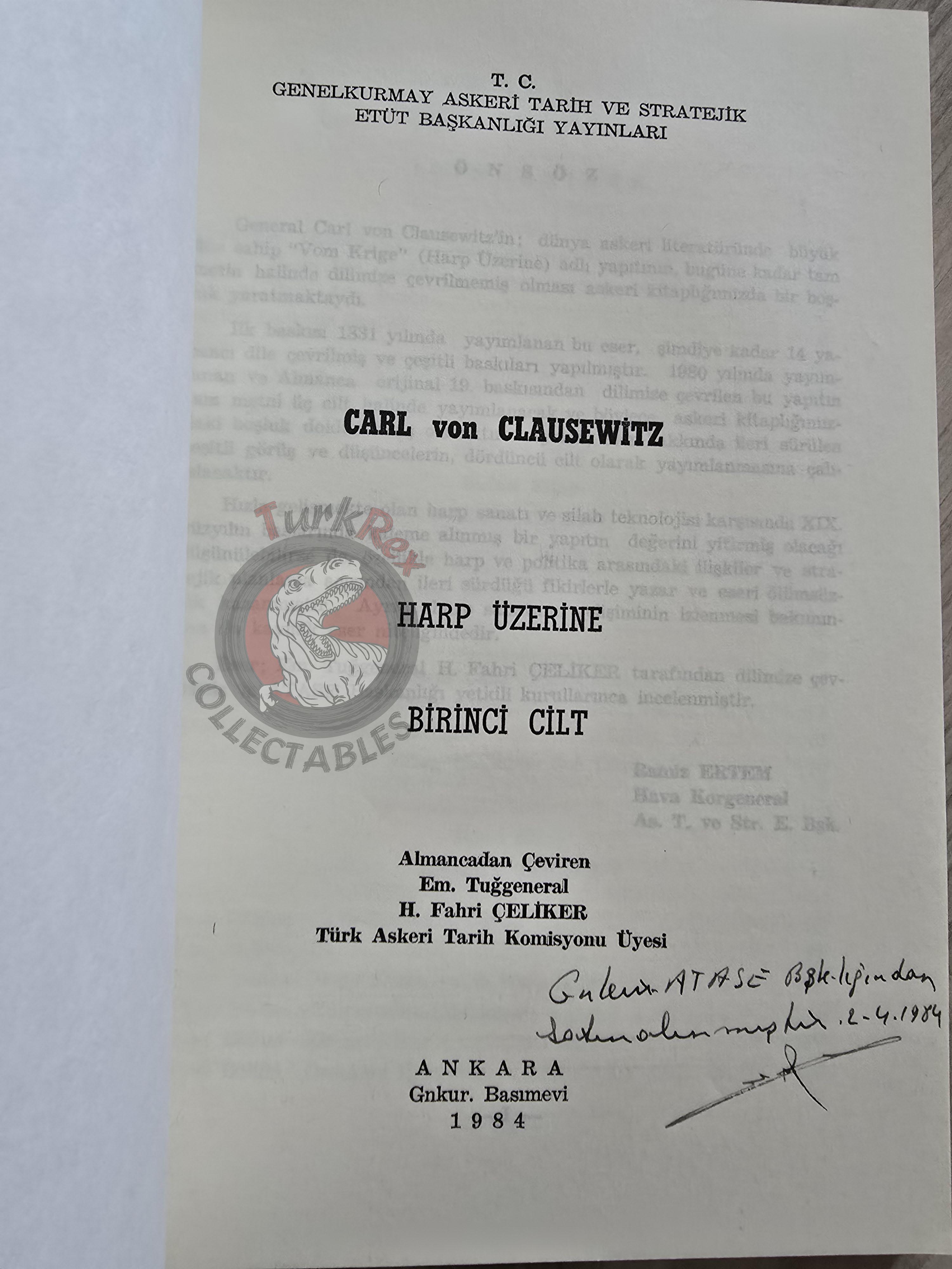 Carl von Clausewitz – On War 1984 Turkish Book Military Ottoman Empire Maps