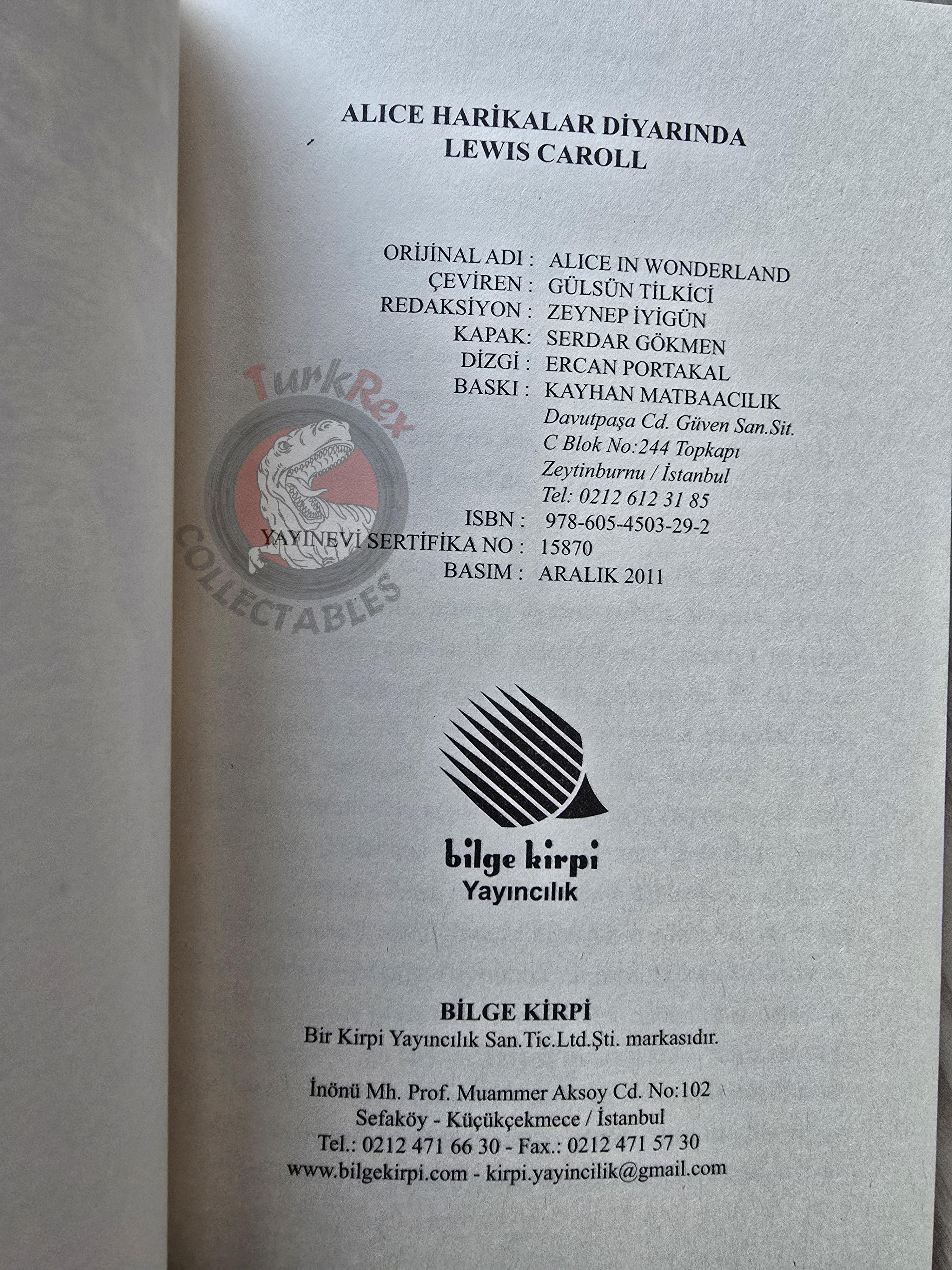 Lewis Carroll – Alice in Wonderland 2011 Turkish Book Turkey 2