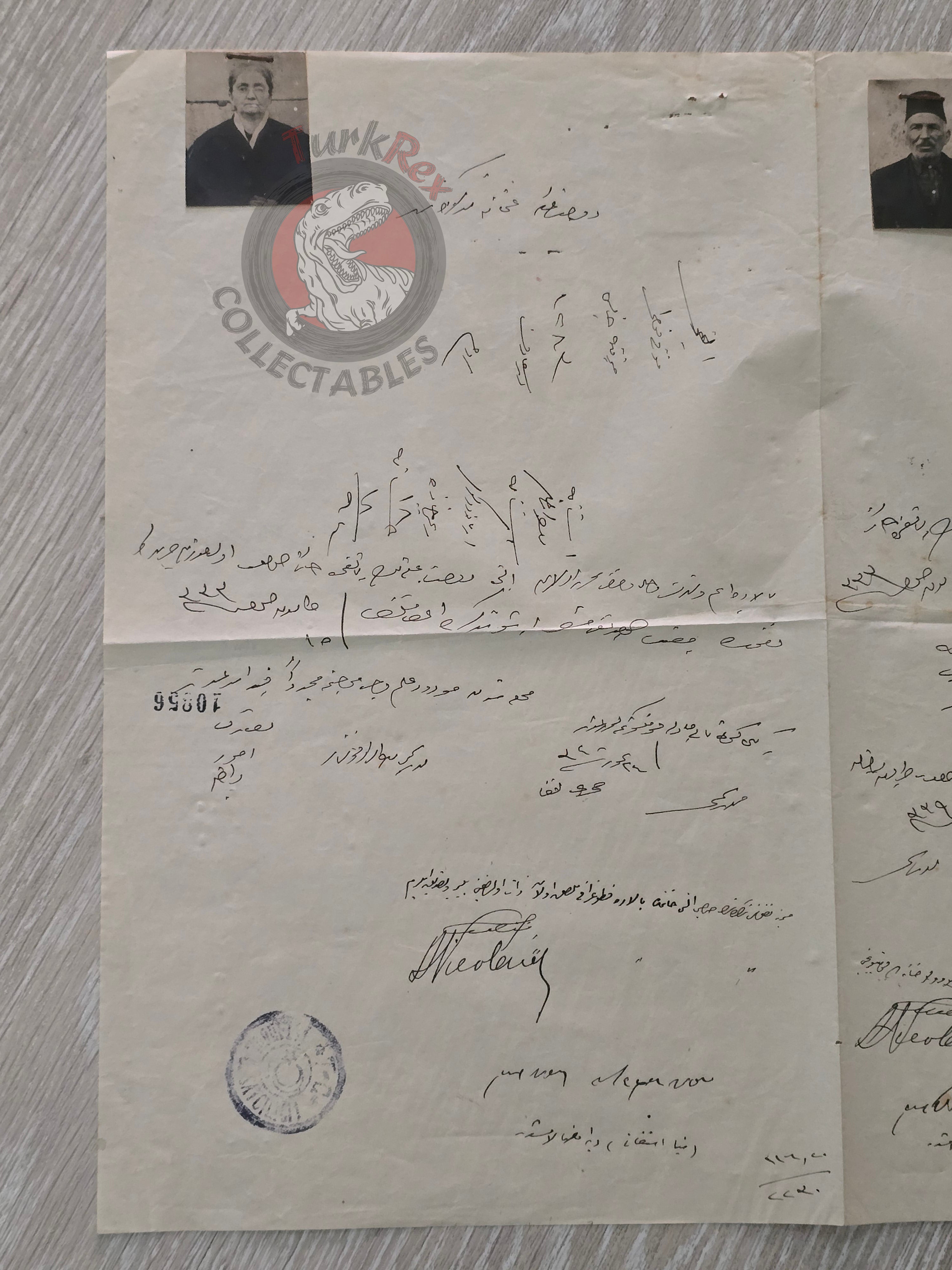 Ottoman Identity Document Copy 1924 with Photograph Greek Ottoman Citizens Married Couple