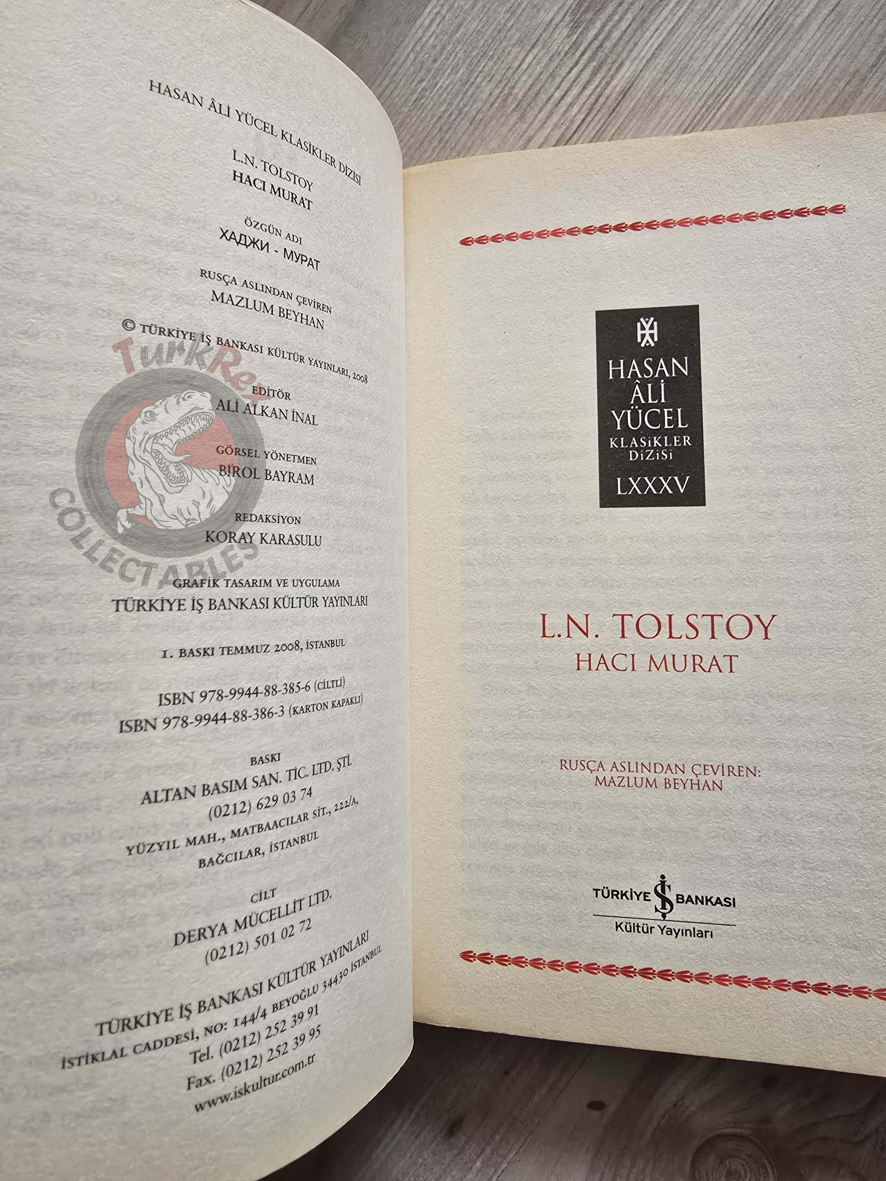 Leo Tolstoy – Hadji Murat 2008 Turkish Book Turkey