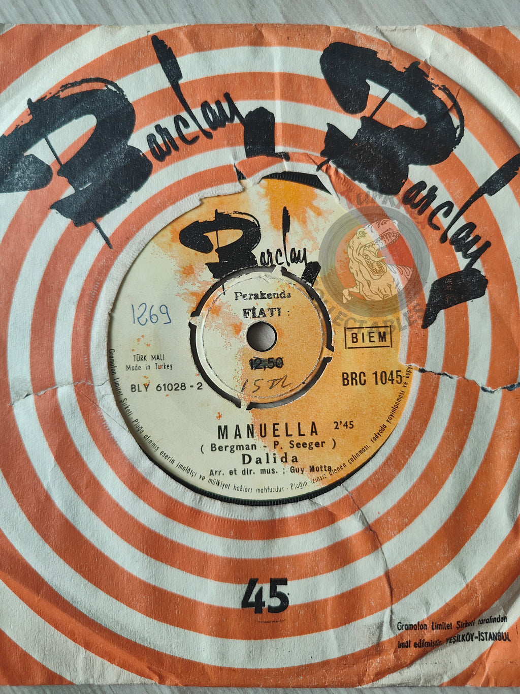 Dalida ‎– Manuella 7" Turkish Pressing Vinyl Turkey Edition