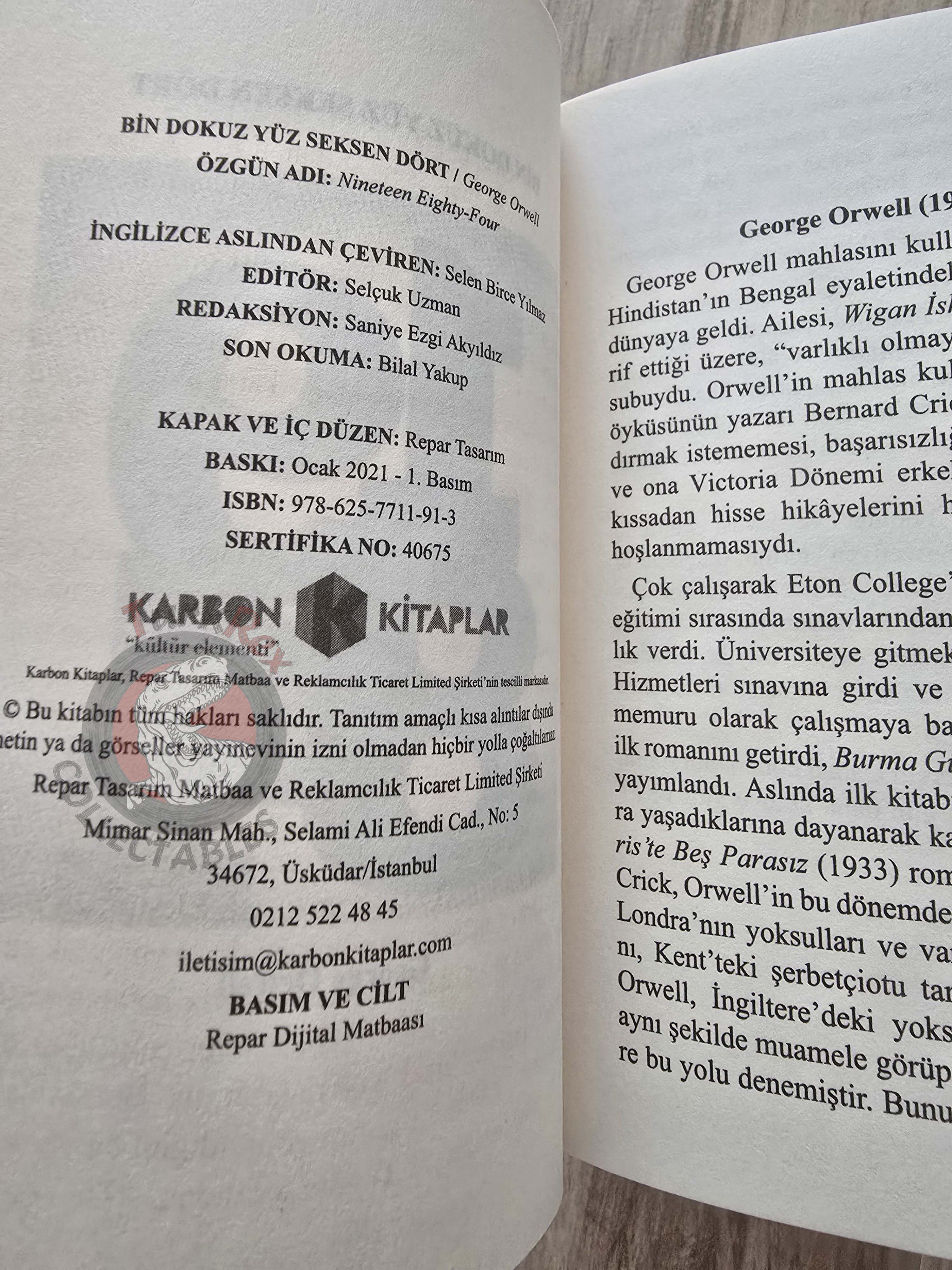 George Orwell – Nineteen Eighty-Four 2021 Turkish Book Turkey 1984