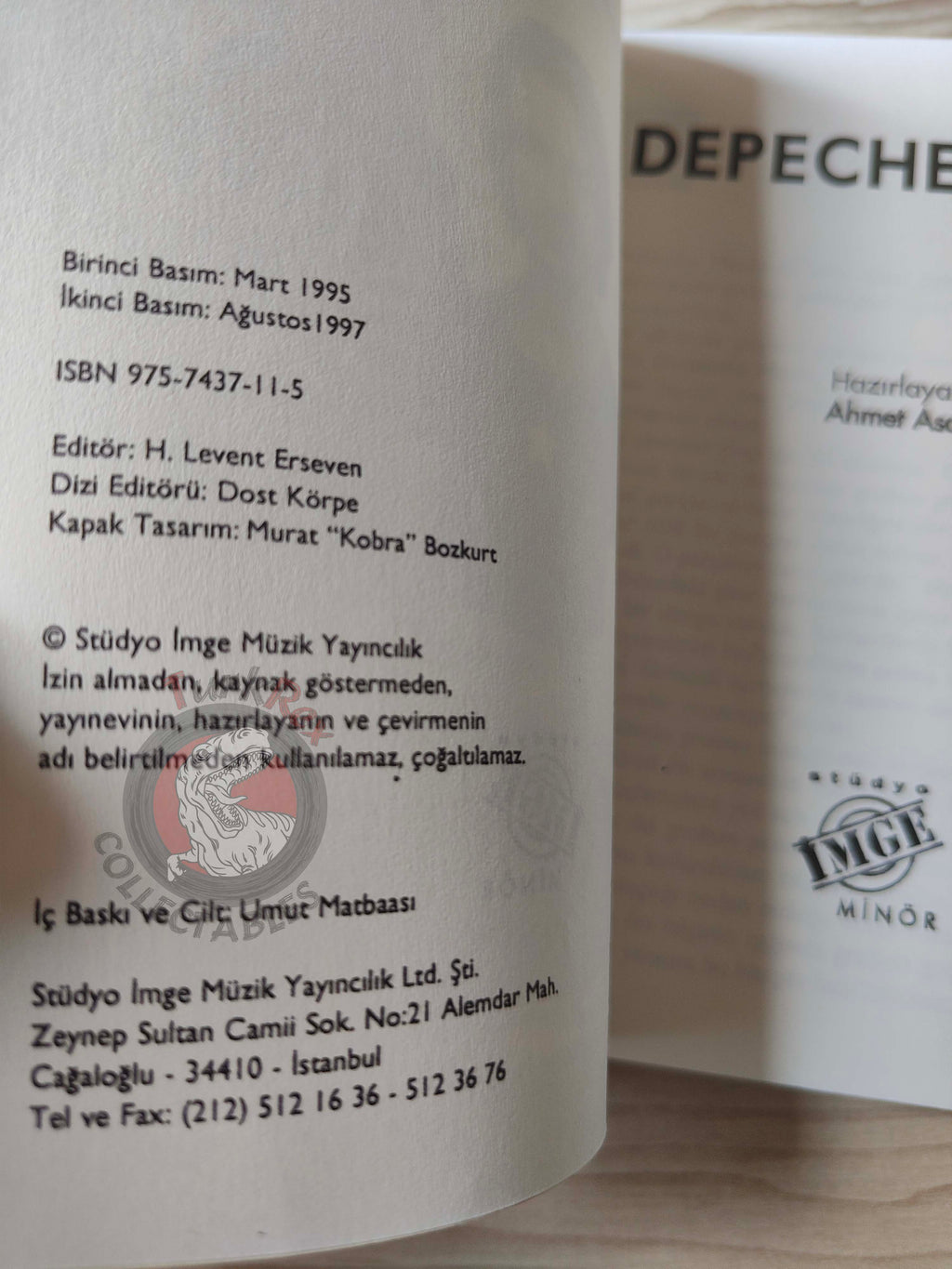 Depeche Mode  Biography Book 1997 by Turkish Writer Book Turkey