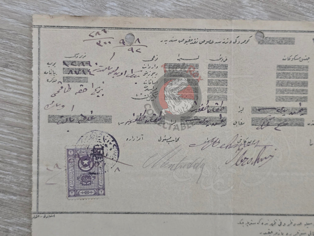 Ottoman 1928 Customs Cash Receipt for Import Duty Payment