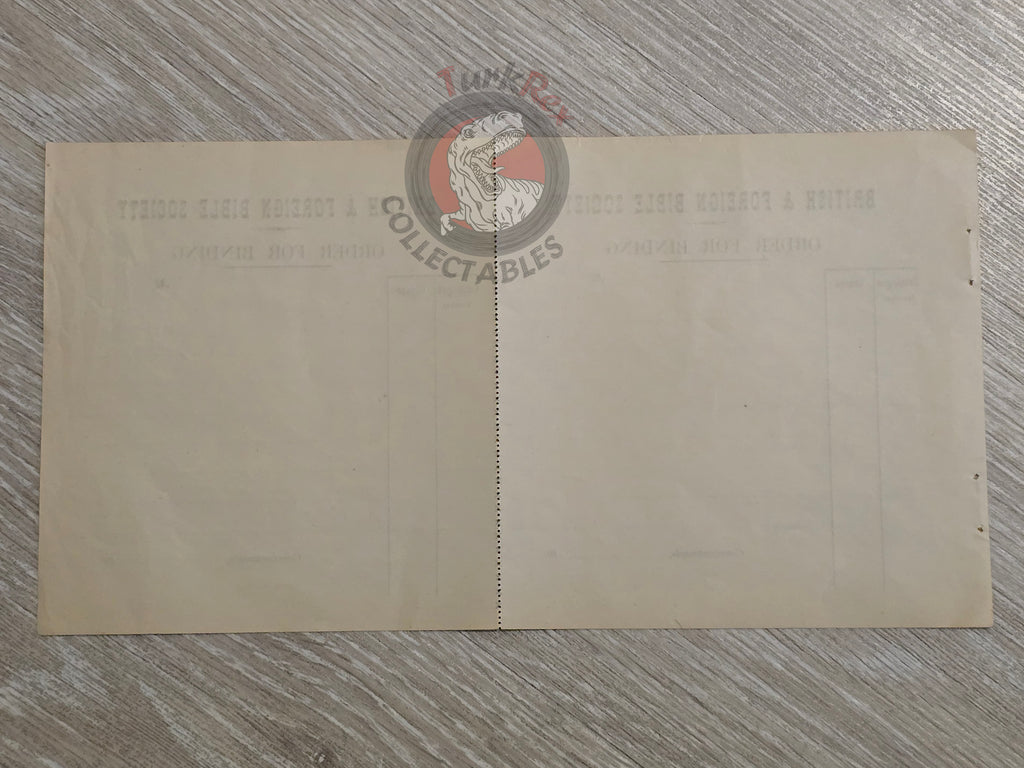 British & Foreign Bible Society Book Order Form Ottoman Empire Era