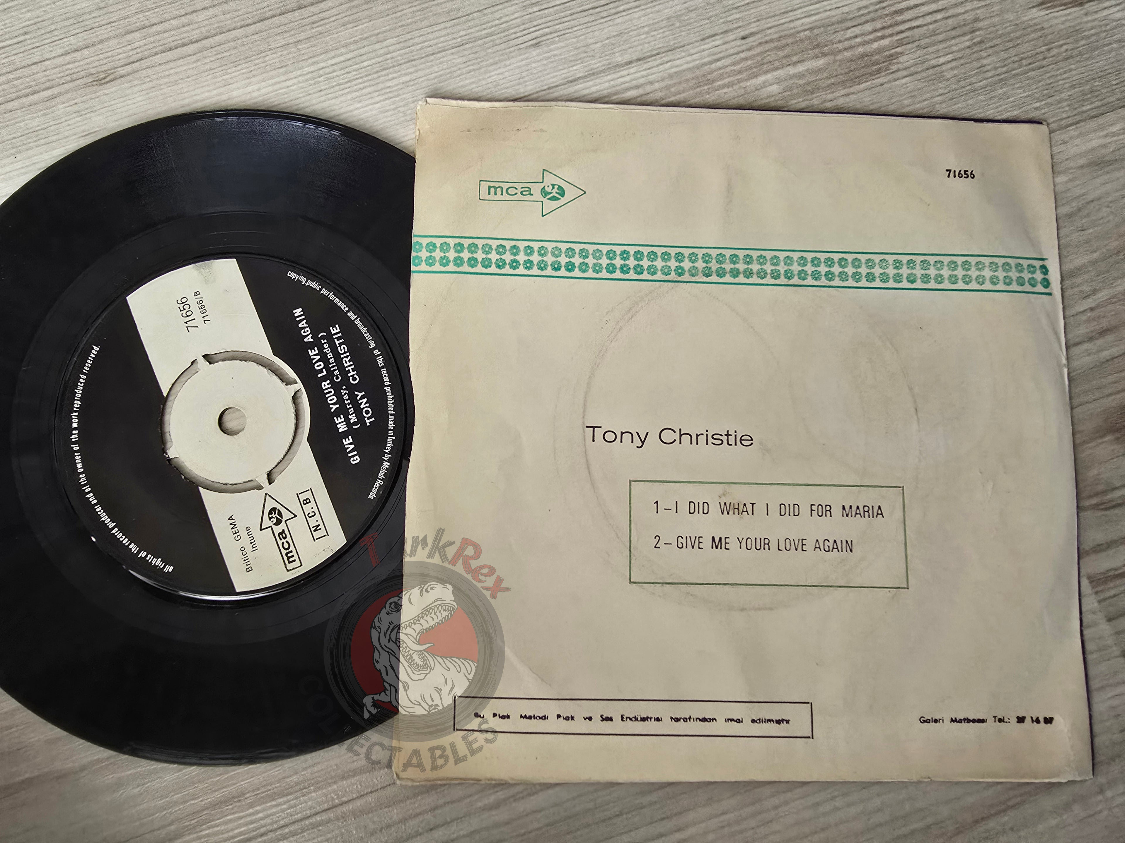 Tony Christie – I Did What I Did For Maria 7" Turkish Pressing Vinyl Turkey Edition
