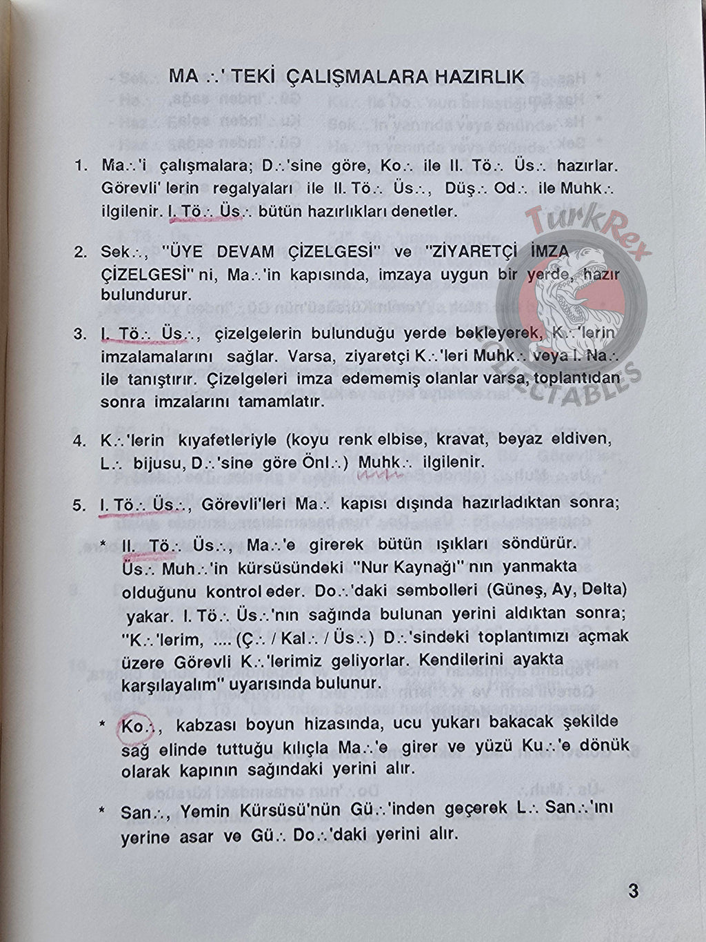 Turkish Freemasonry 1st Degree Ritual Apprentice 1992 Booklet Masonic Masons of Turkey