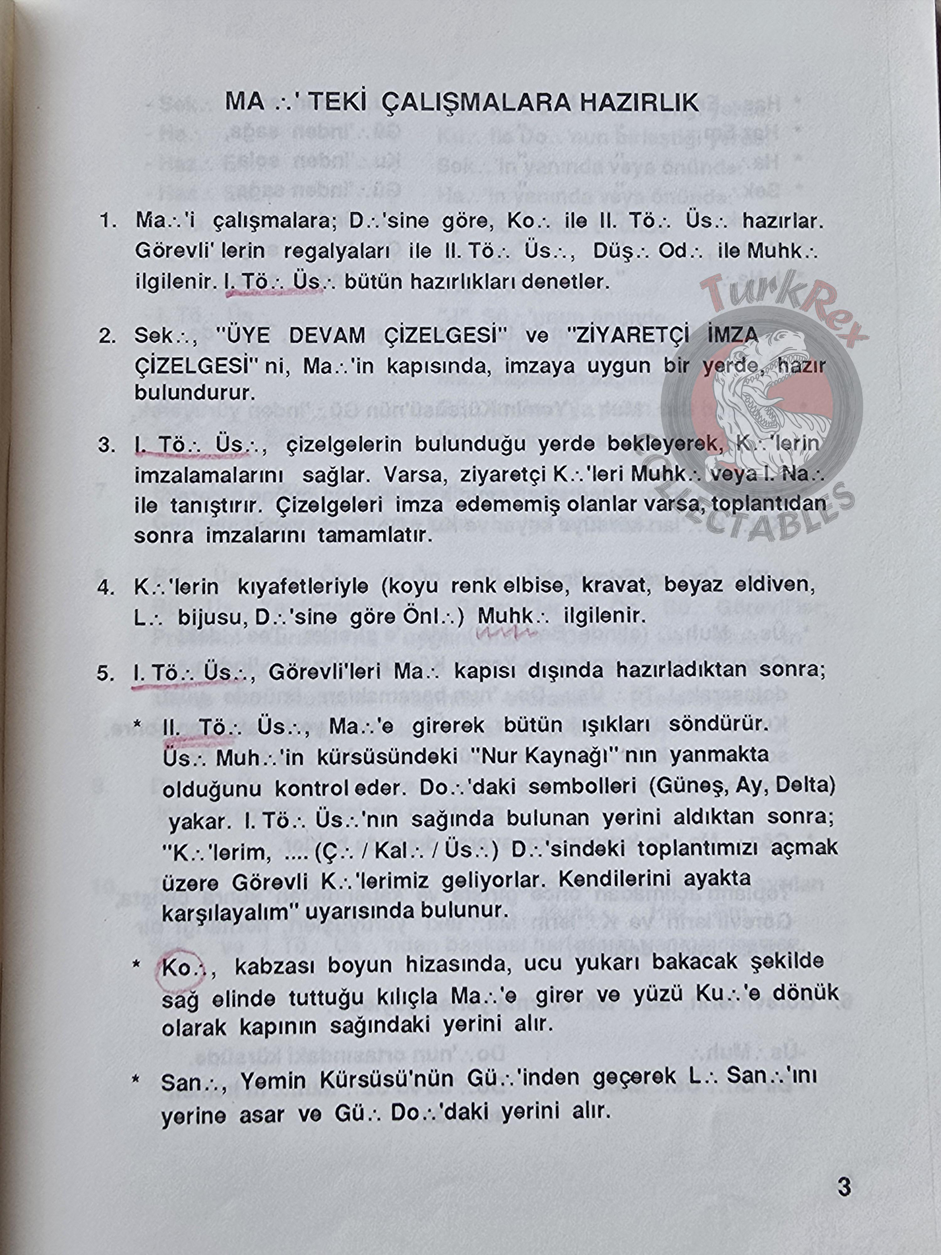 Turkish Freemasonry 1st Degree Ritual Apprentice 1992 Booklet Masonic Masons of Turkey