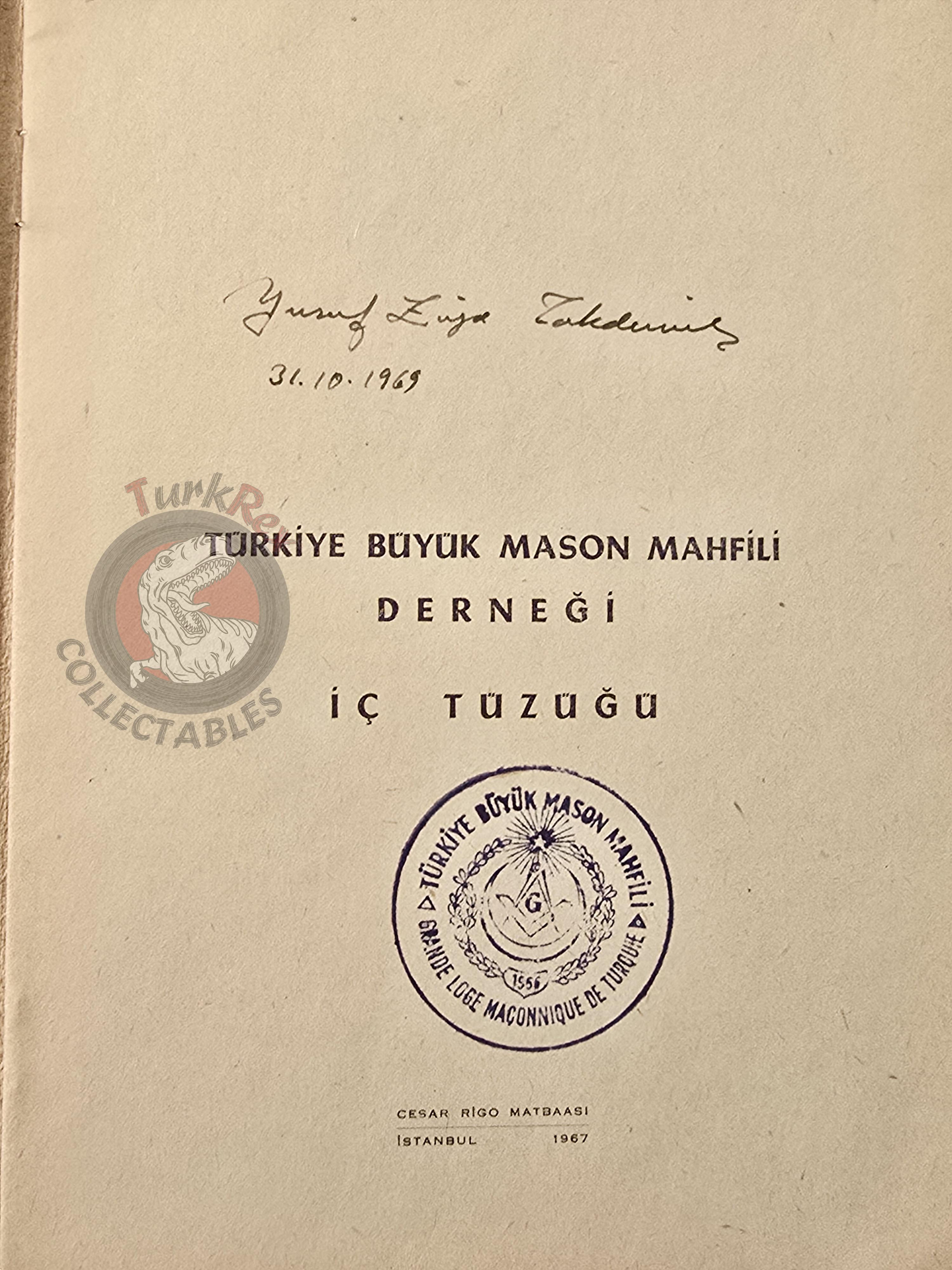 Turkish Freemasonry Internal Regulations of the Lodges 1967 Booklet Masonic Masons of Turkey