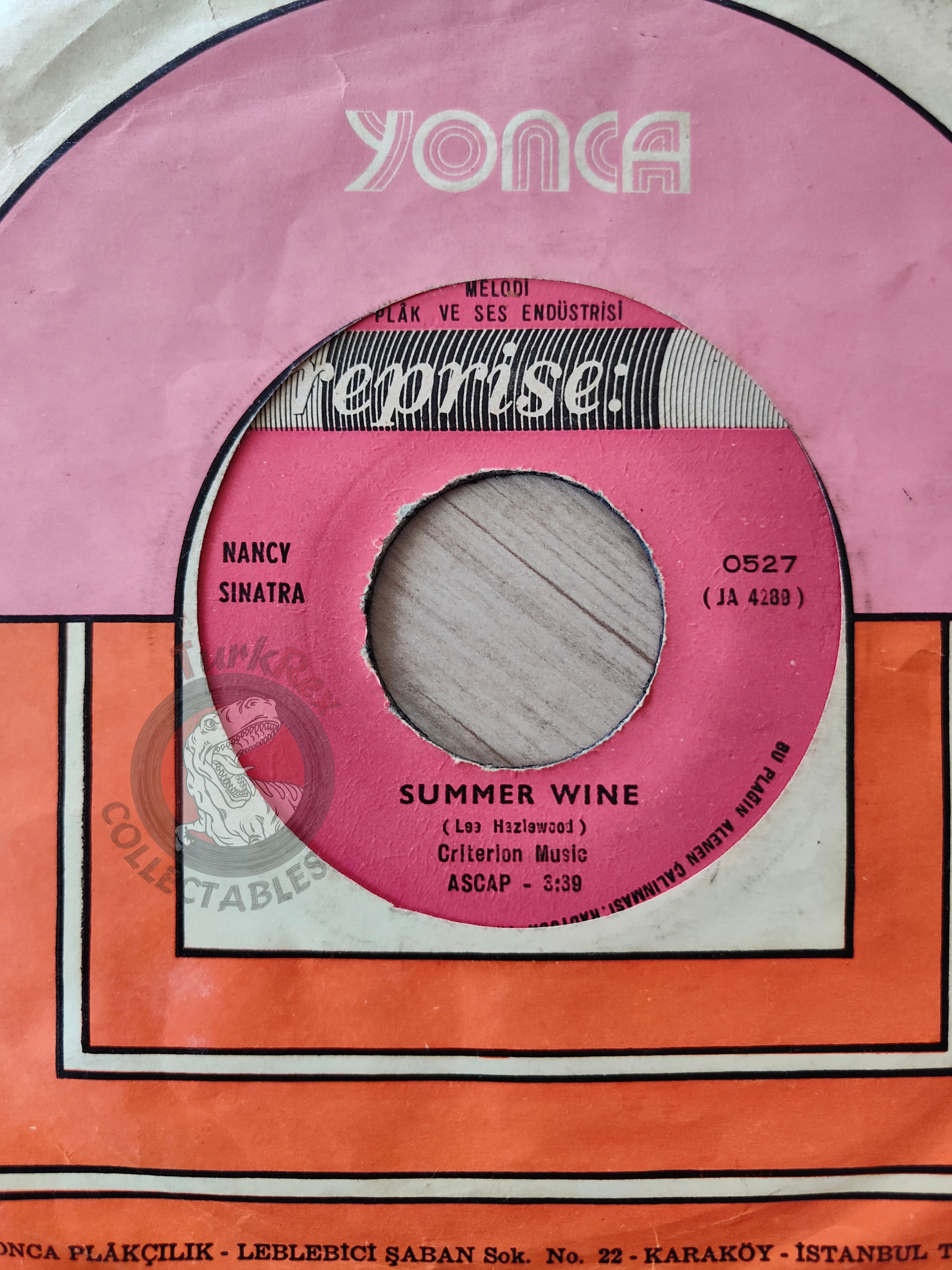 Nancy Sinatra – Summer Wine 7" Turkish Pressing Vinyl Turkey Edition