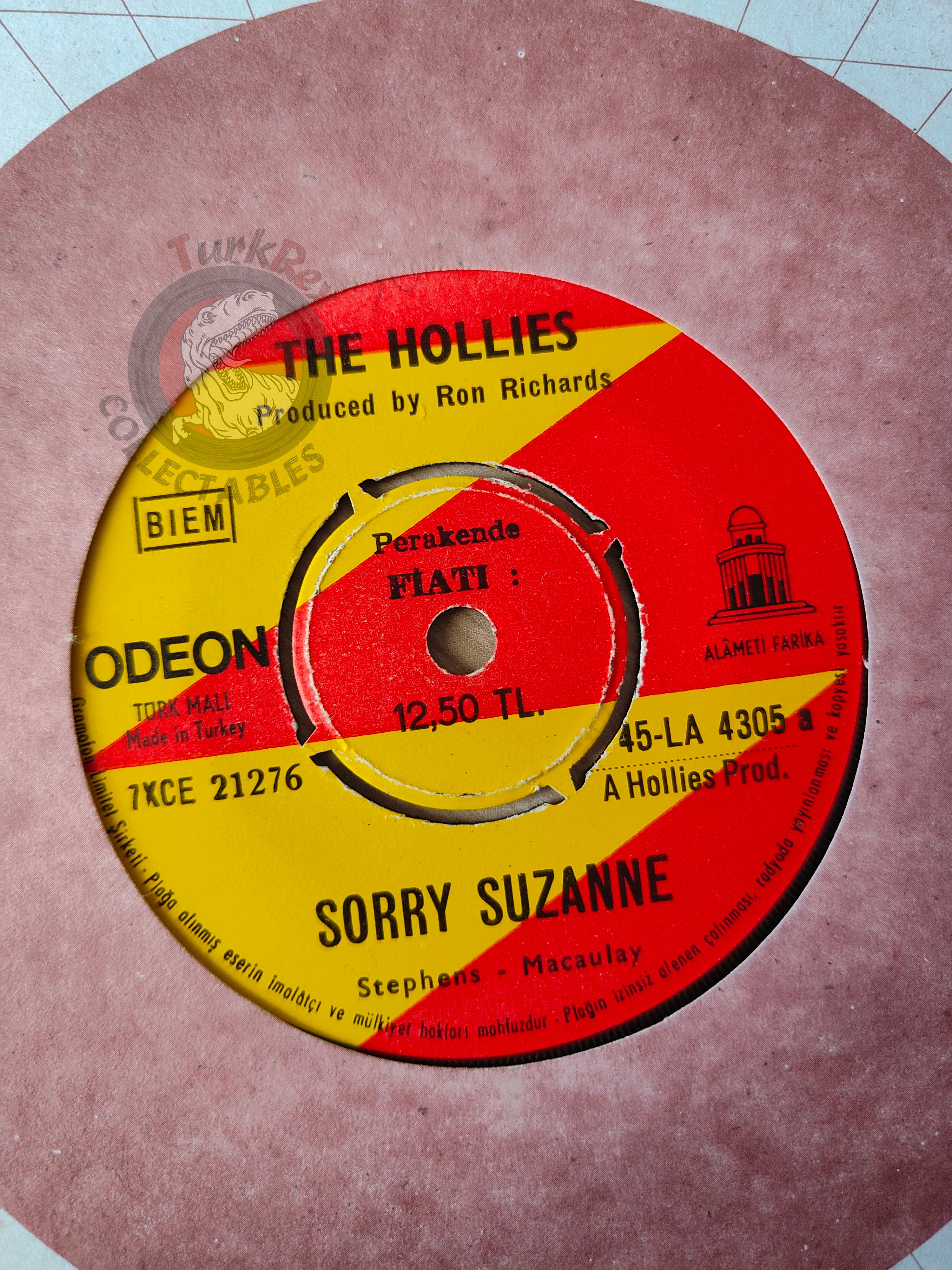 The Hollies – Sorry Suzanne 7" Turkish Pressing Vinyl Turkey Edition