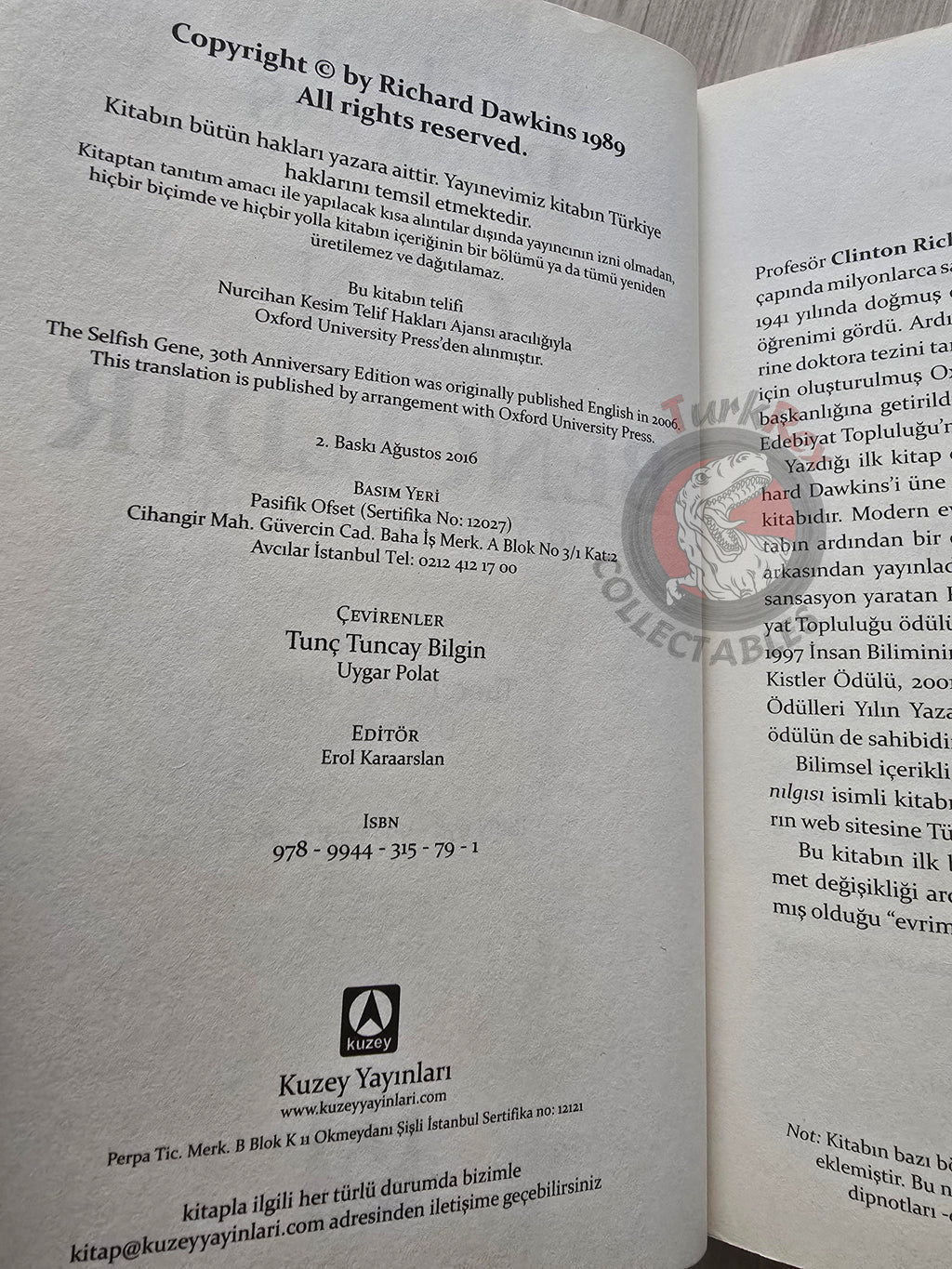 Richard Dawkins – The Selfish Gene 2016 Turkish Book Turkey