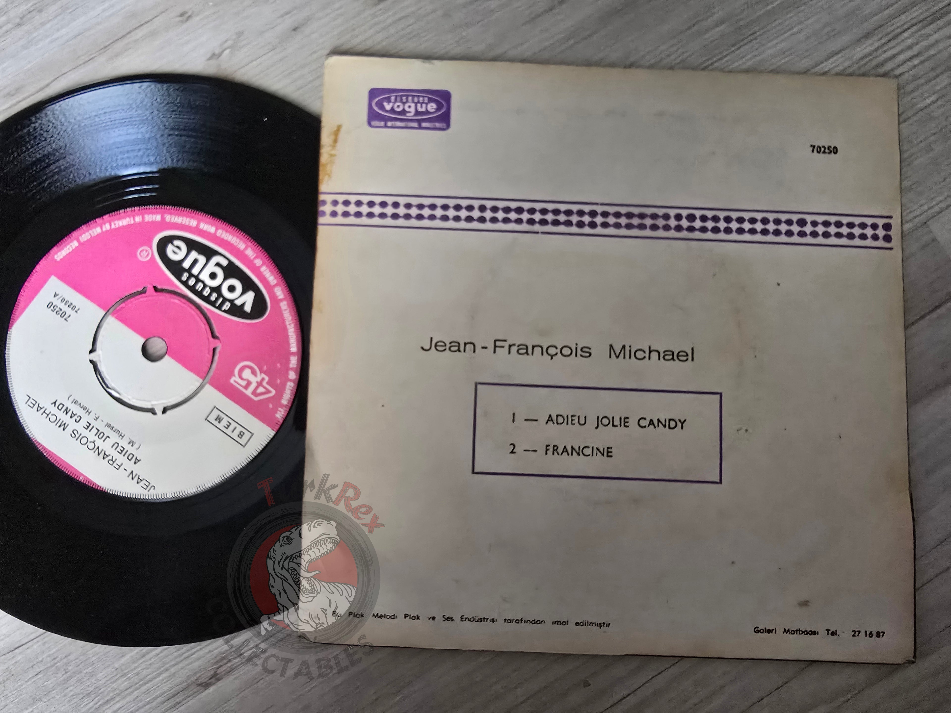 Jean-François Michael – Adieu Jolie Candy 7" Turkish Pressing Vinyl Turkey Edition 2