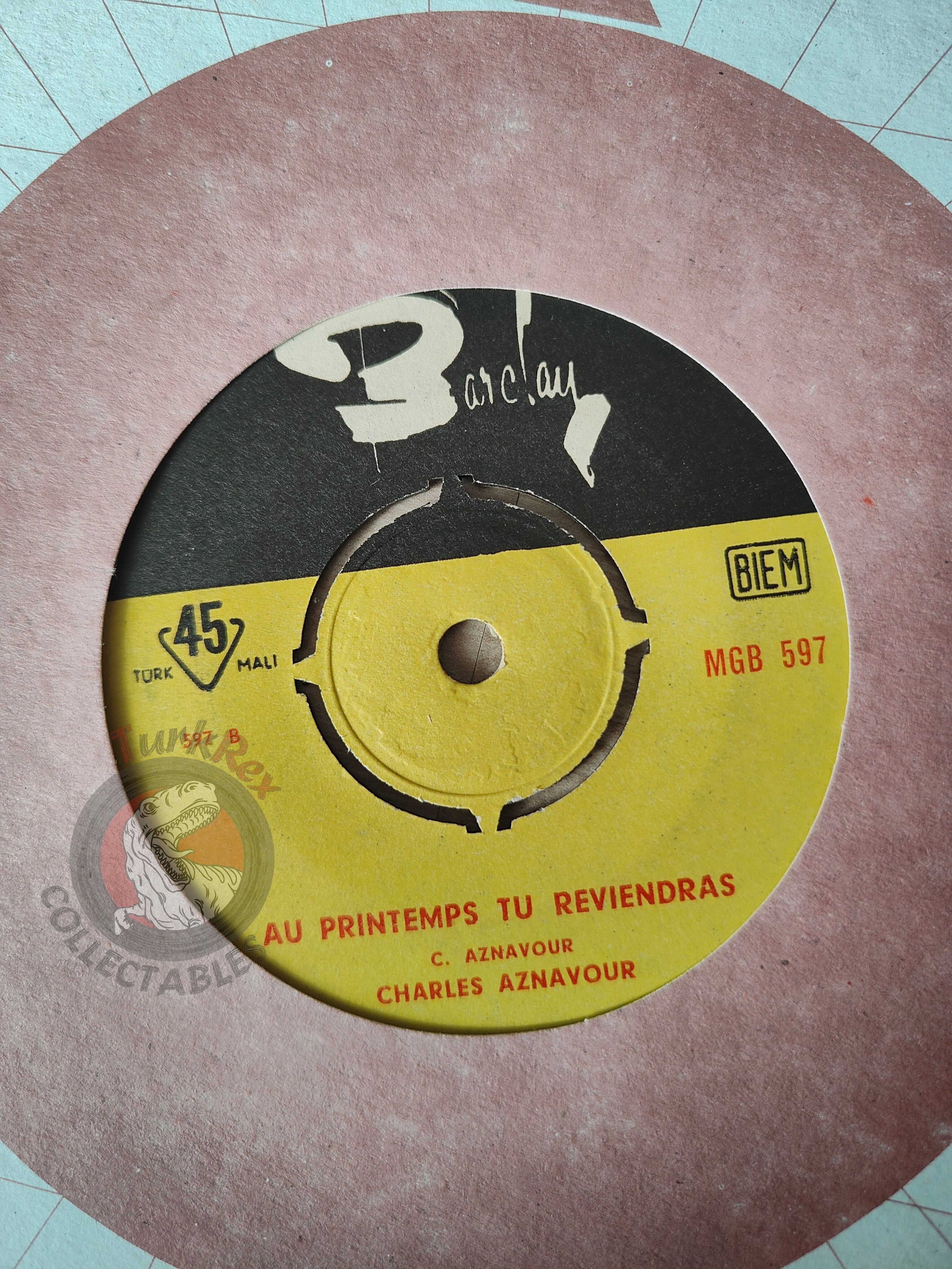 Charles Aznavour – Au Printemps Tu Reviendras / Isabelle 7"  Turkish Pressing Vinyl Turkey Edition
