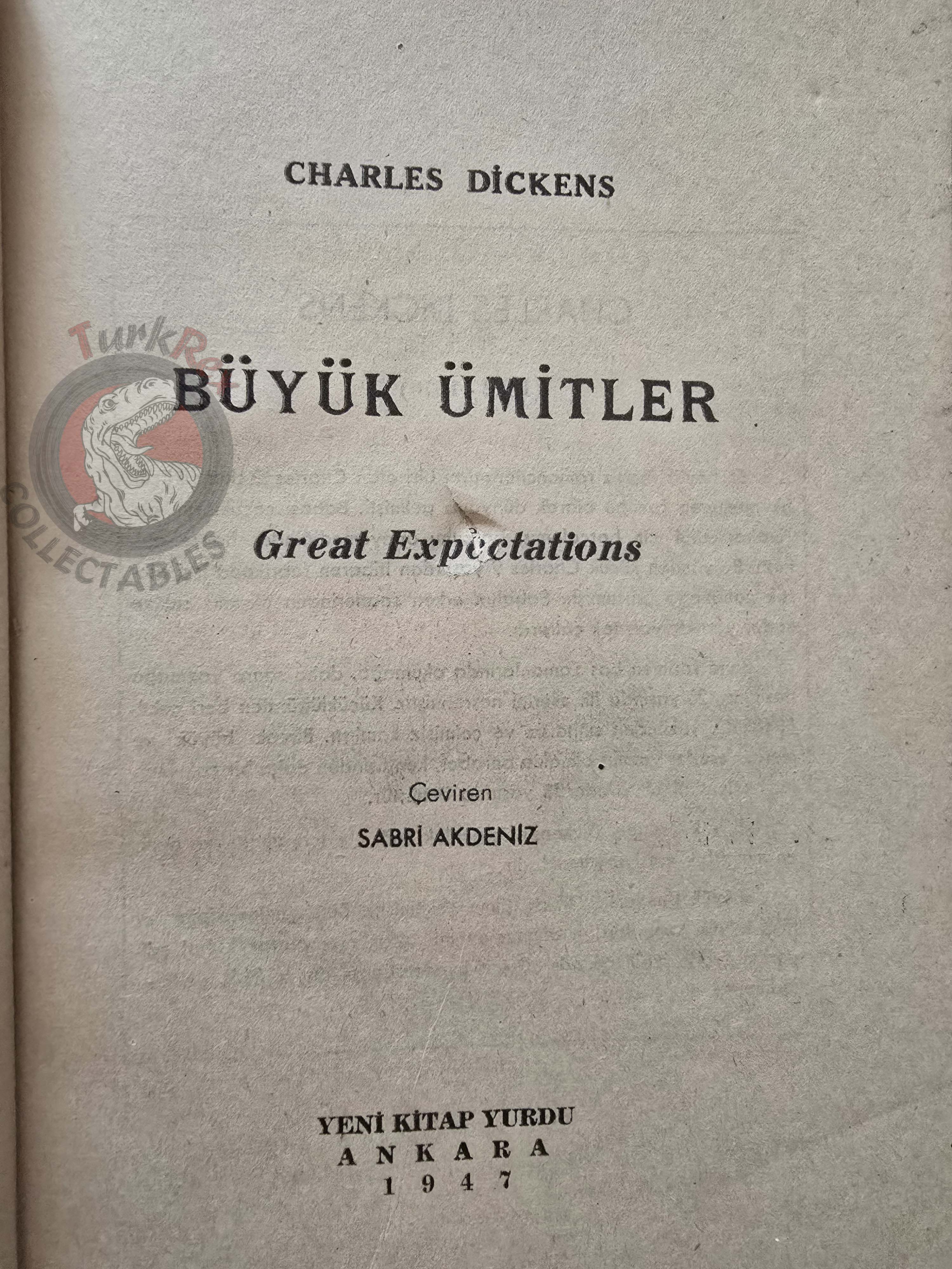 Charles Dickens – Great Expectations 1947 1st Turkish Book Turkey
