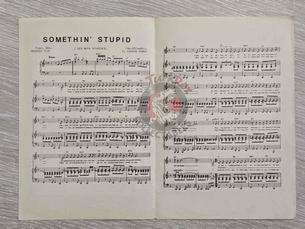 Frank Sinatra & Nancy Sinatra – Somethin’ Stupid Turkish Vintage Musical Notes Sheet Turkey