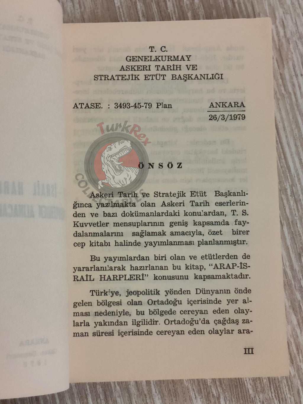 Arab Israeli Conflict Wars 1979 Turkish Book Turkey with Maps Military Israel Middle East