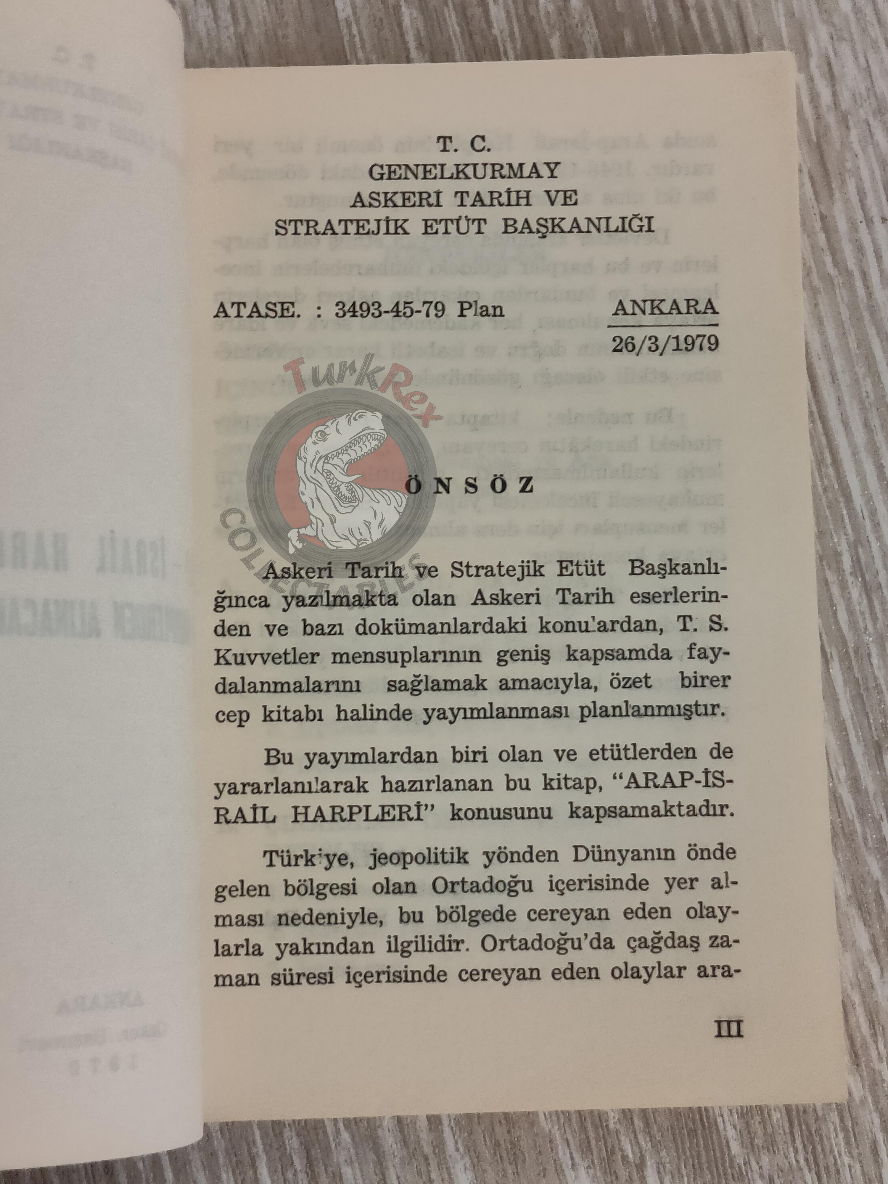 Arab Israeli Conflict Wars 1979 Turkish Book Turkey with Maps Military Israel Middle East