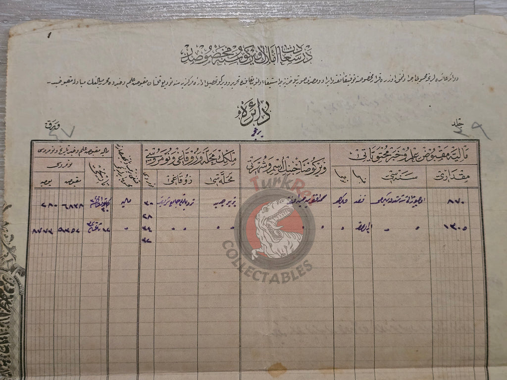 Ottoman Property Tax Receipt 1905 Fatih Uzunçarşı İstanbul Mehmed Efendi