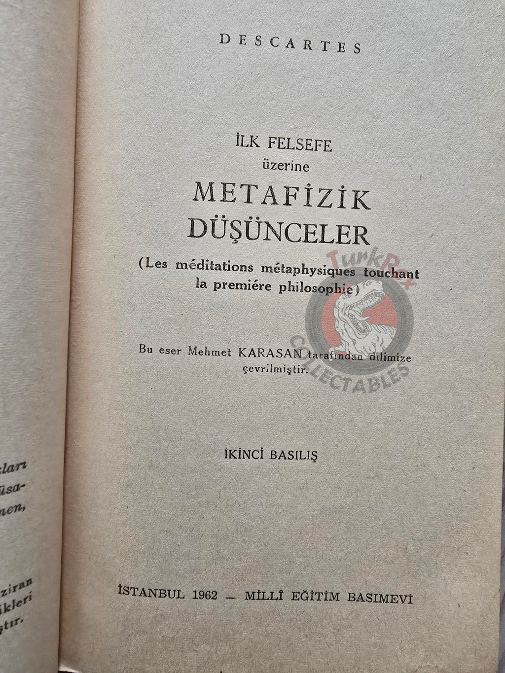 René Descartes – Meditations on First Philosophy 1962 Turkish Book Turkey