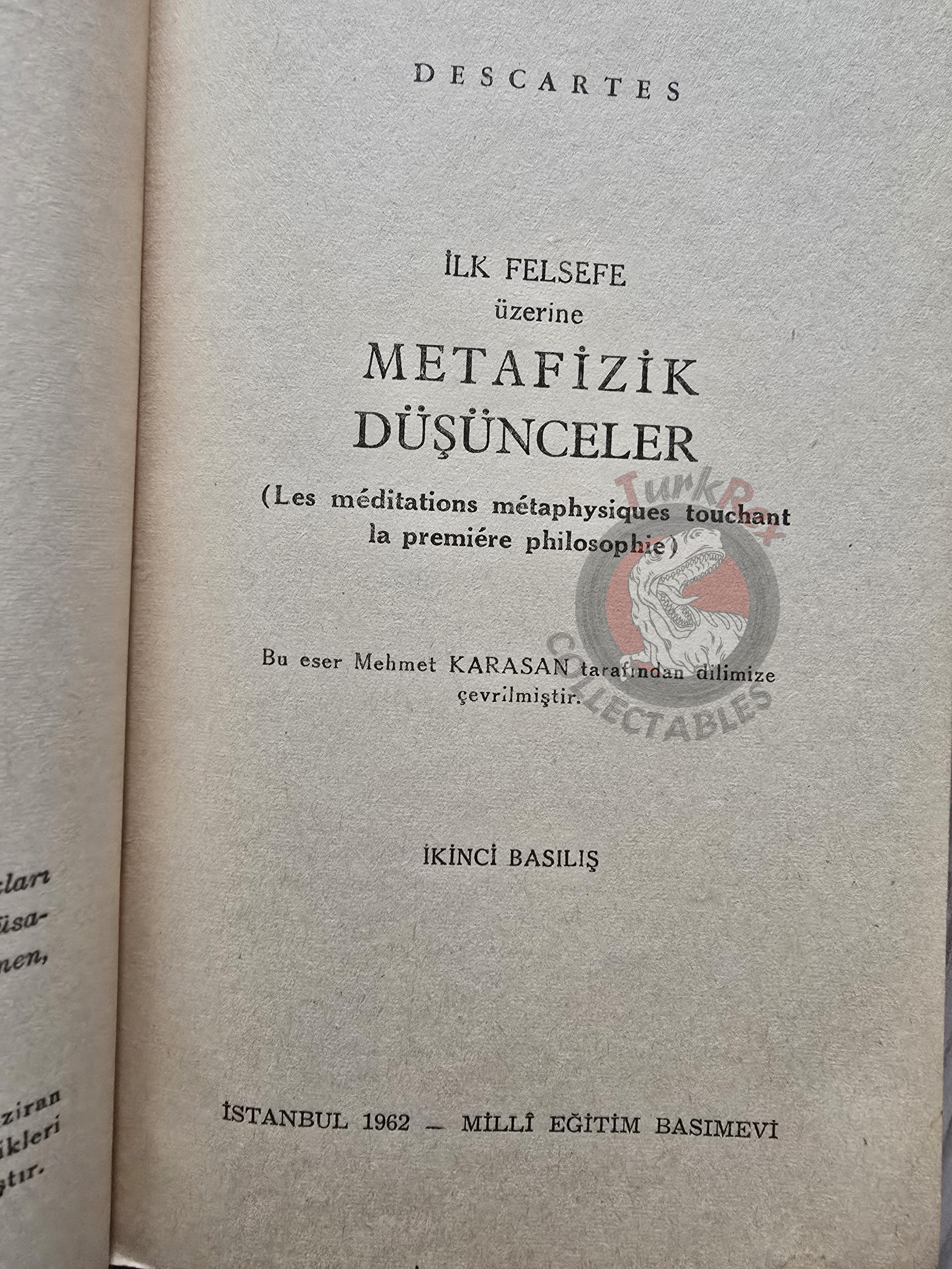 René Descartes – Meditations on First Philosophy 1962 Turkish Book Turkey