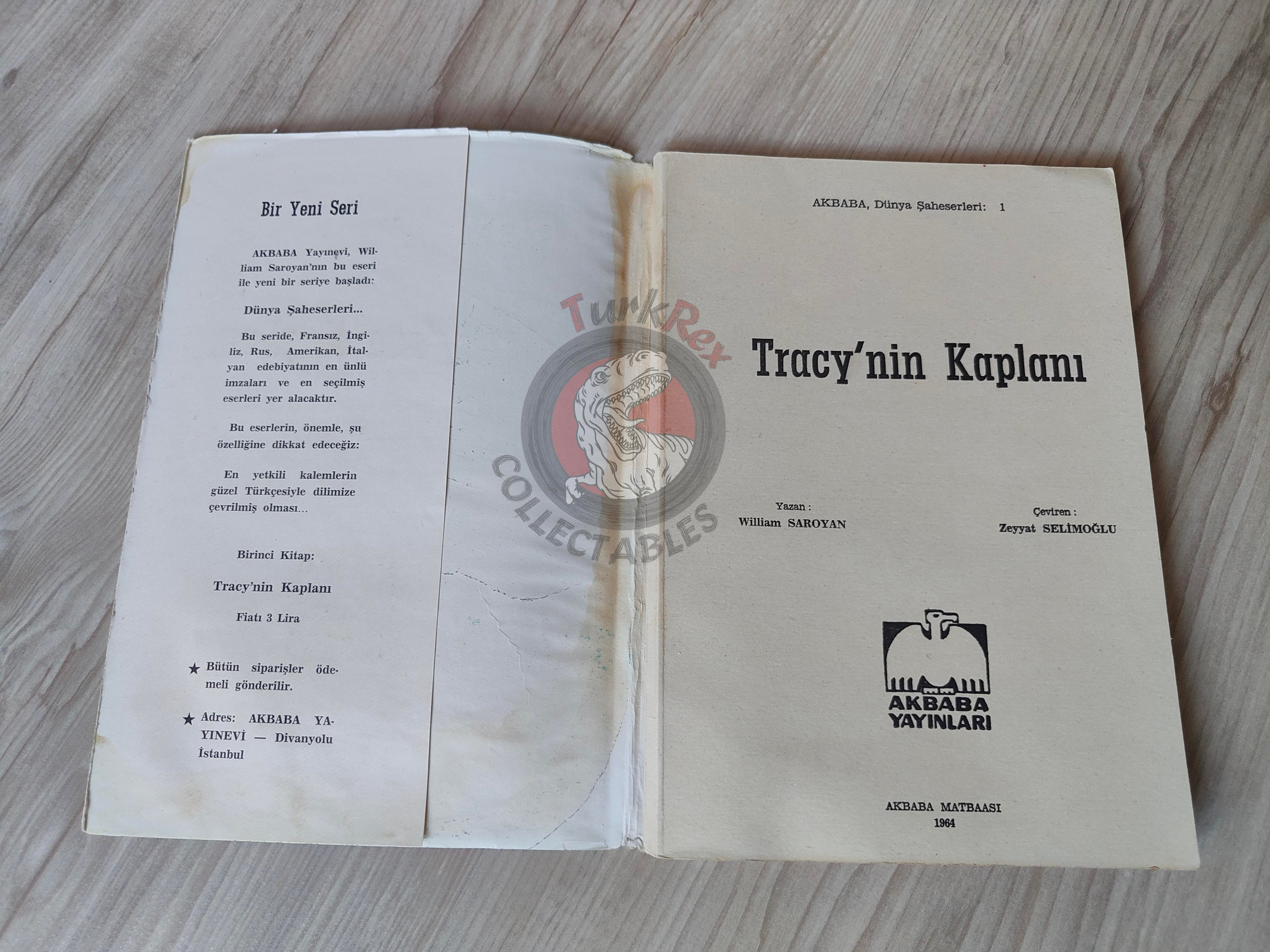 William Saroyan – Tracy's Tiger 1964 1st Turkish Book Turkey