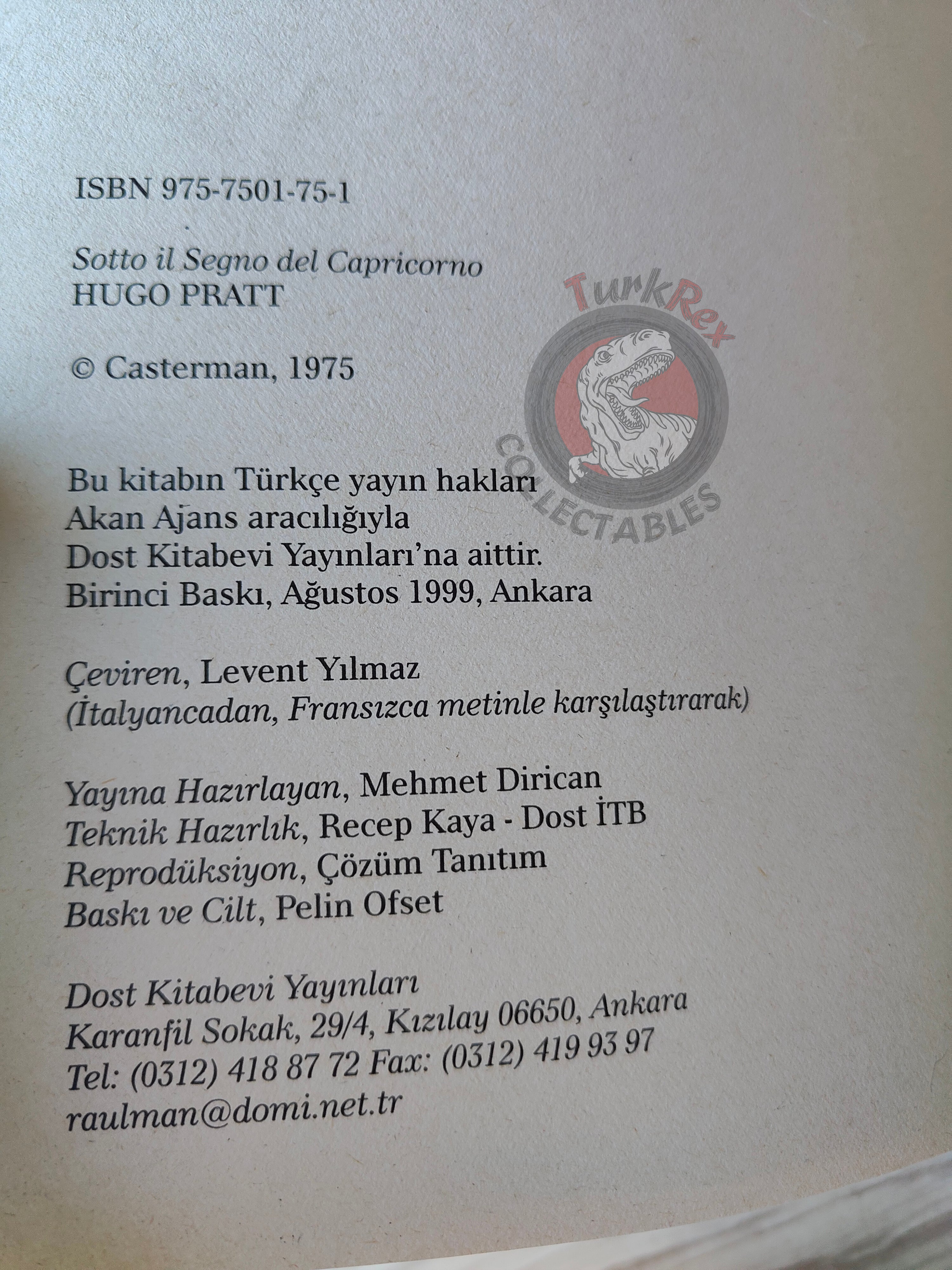 Corto Maltese – Sous le signe du Capricorne Turkish Comic Turkey