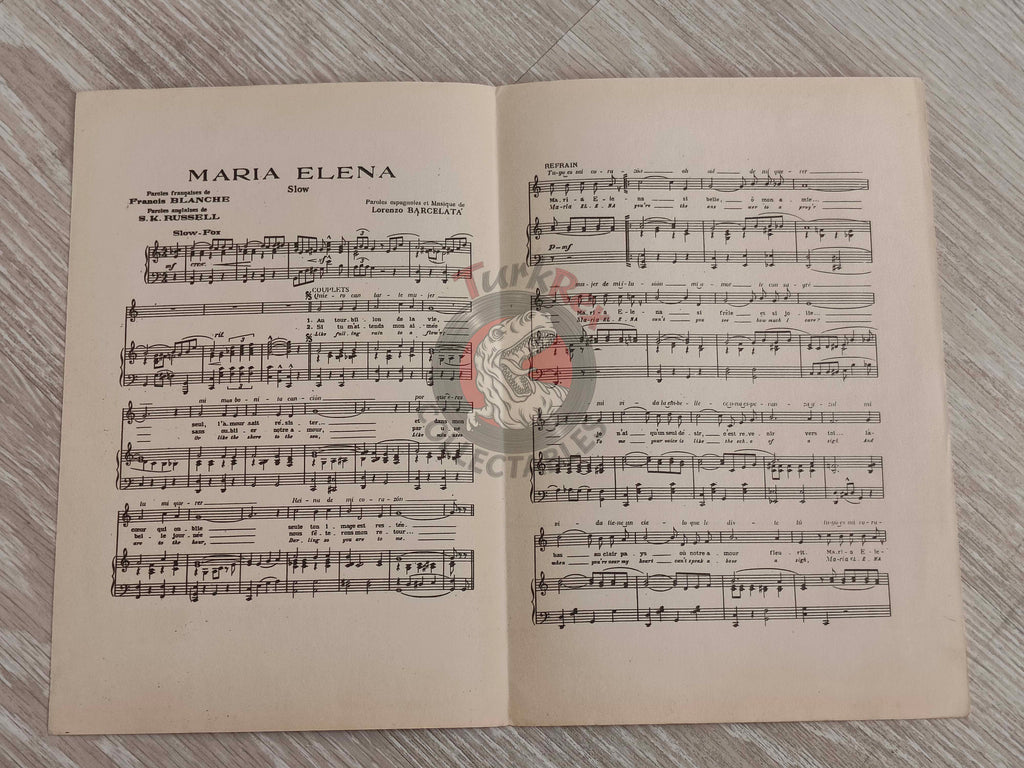 Los Machucambos – Maria Elena Turkish Vintage Musical Notes Sheet Turkey