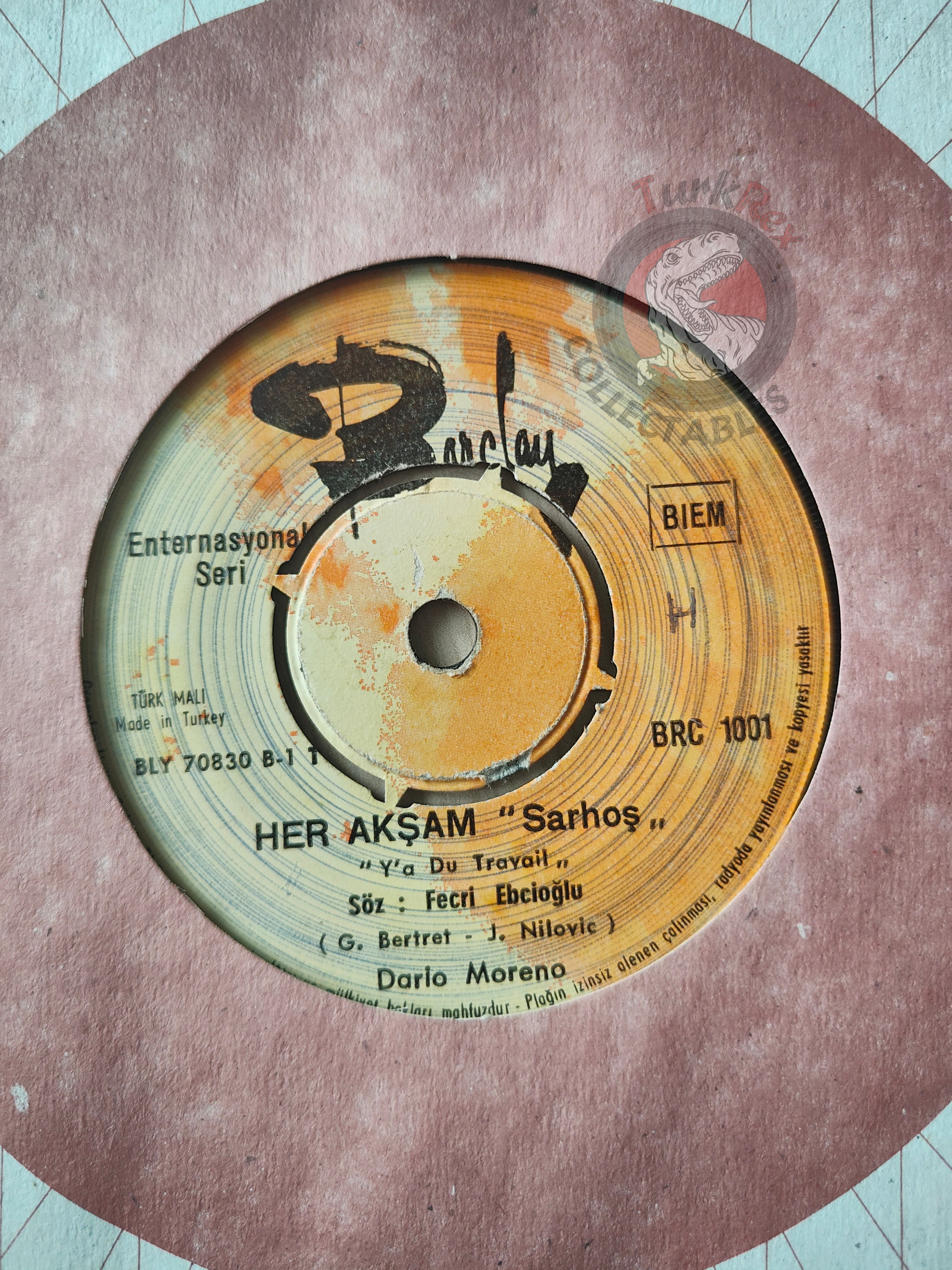 Dario Moreno – Her Akşam (Sarhoş) 7" Turkish Pressing Vinyl Turkey Edition