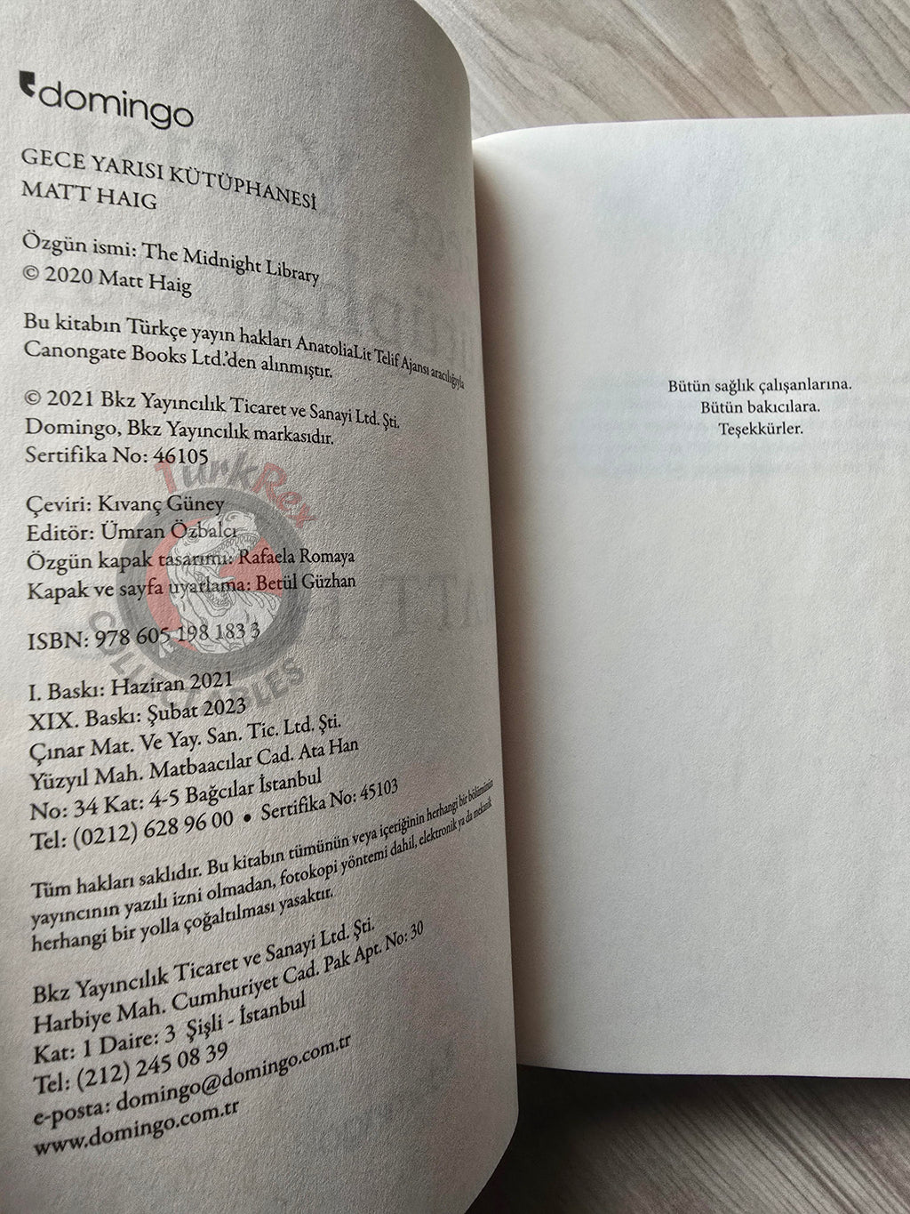 Matt Haig – The Midnight Library 2023 Turkish Book Turkey