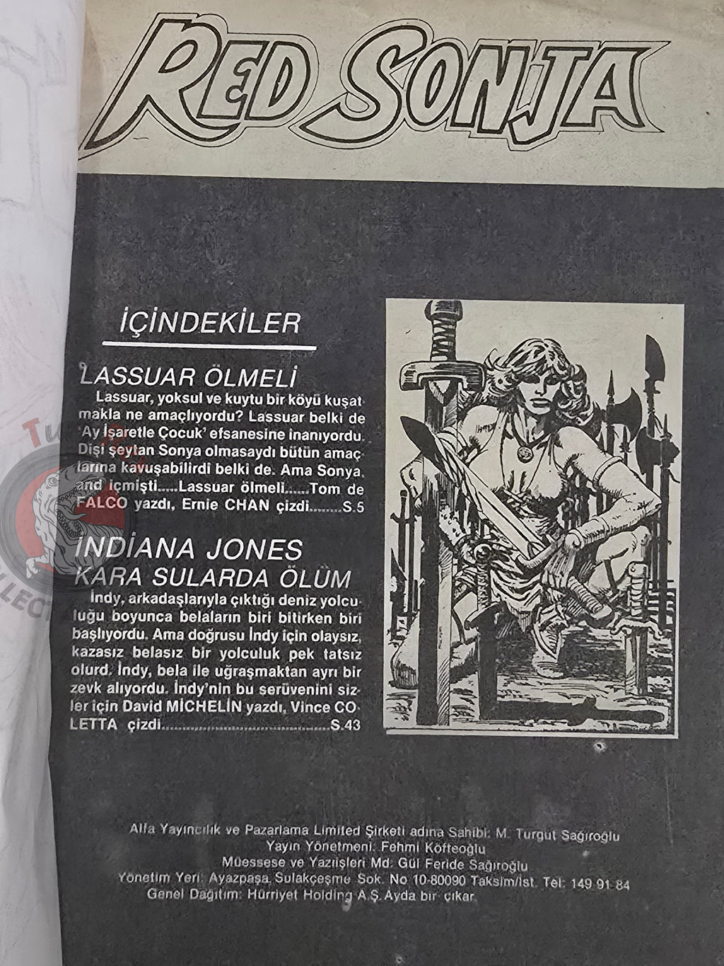 Red Sonja #5 1986 Turkish Comic Turkey Cover #11 - #4 Indiana Jones #16