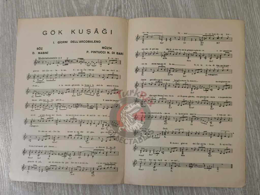 Nicola Di Bari – I Giorni dell’Arcobaleno Turkish Vintage Musical Notes Sheet Turkey Sanremo
