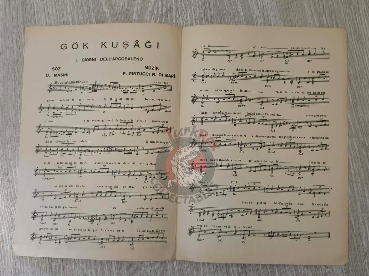 Nicola Di Bari – I Giorni dell’Arcobaleno Turkish Vintage Musical Notes Sheet Turkey Sanremo