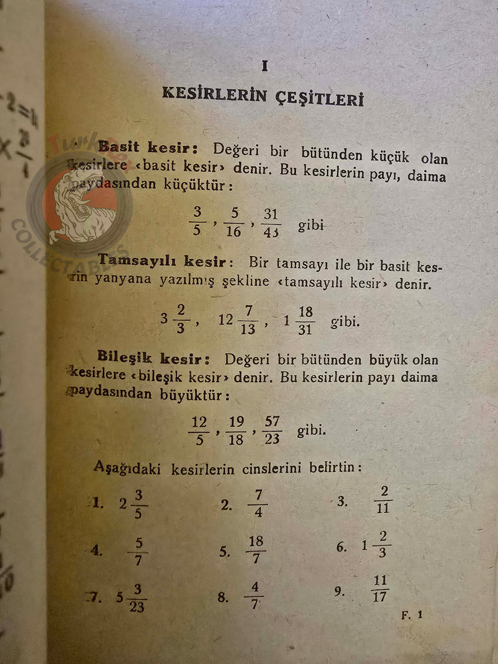 Answered Fraction Exercises 1956 Turkish Book Turkey Math Mathematics