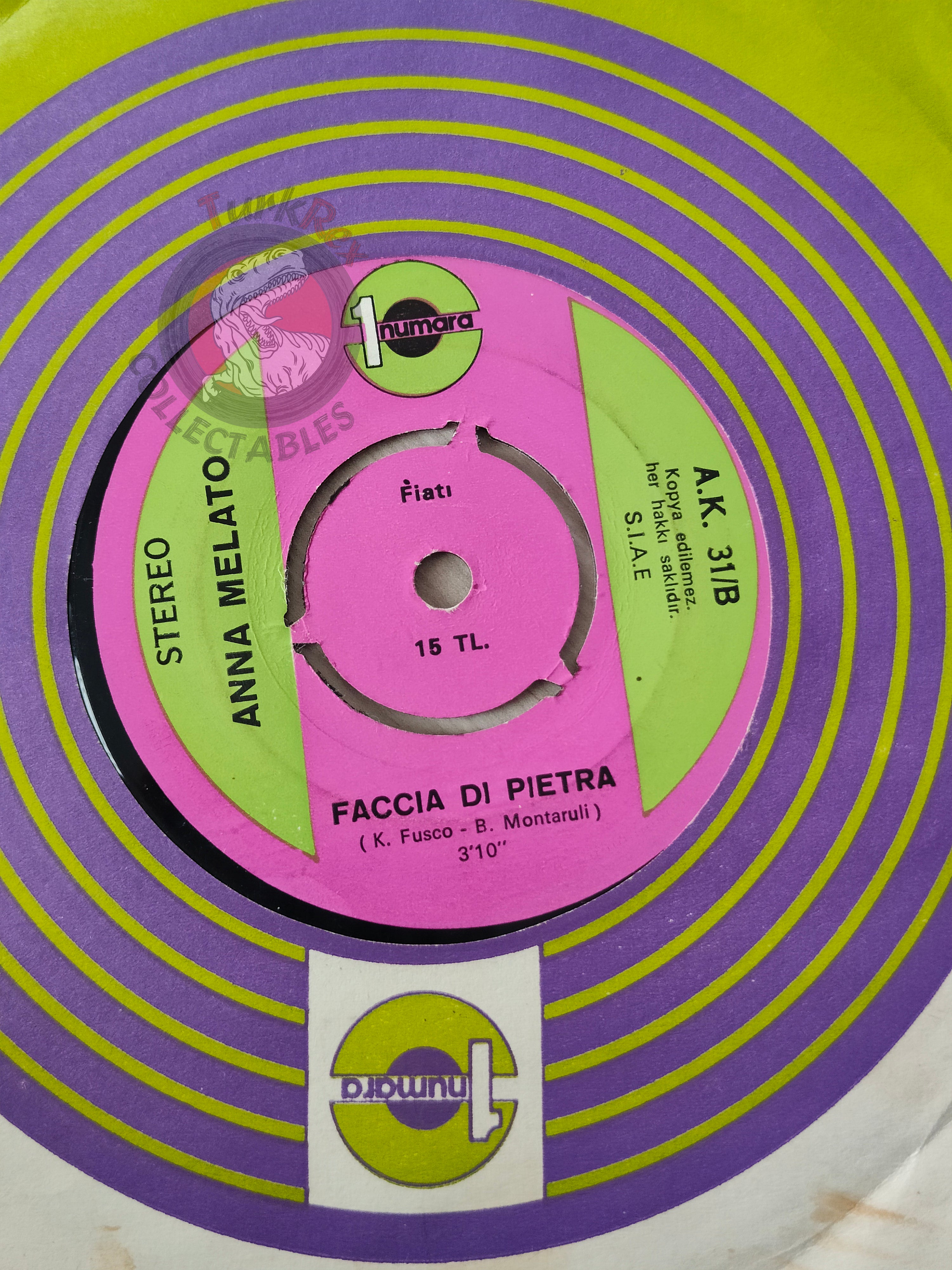 Anna Melato – Sta Piovendo Dolcemente 7" Turkish Pressing Vinyl Turkey Edition Sanremo