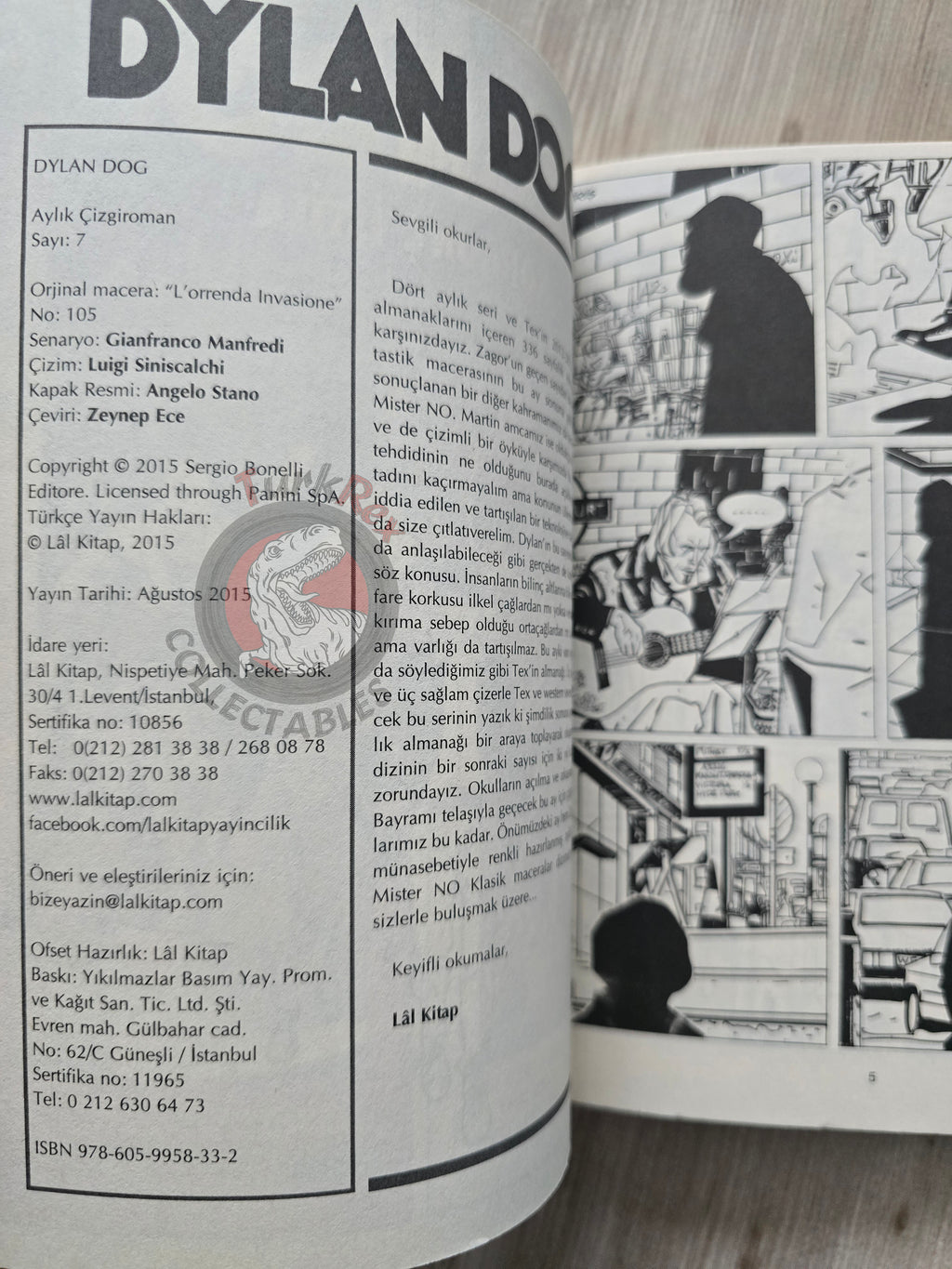 Dylan Dog #7 2015 Turkish Comic Turkey #105 L’orrenda invasione